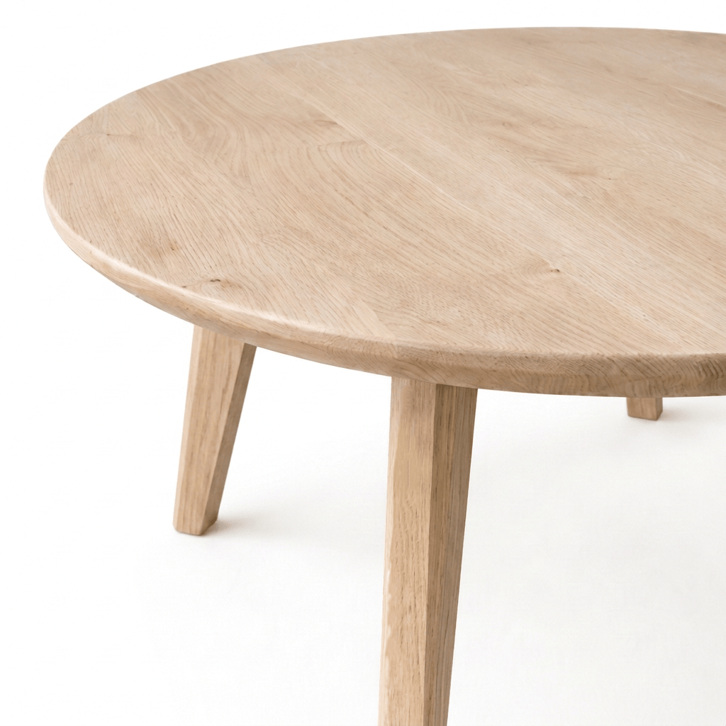 7MAGOKfurniture Coffee Tables Solid Oak Round Coffee Table with Bevelled Edge, Scandinavian Design | KANTAR Collection