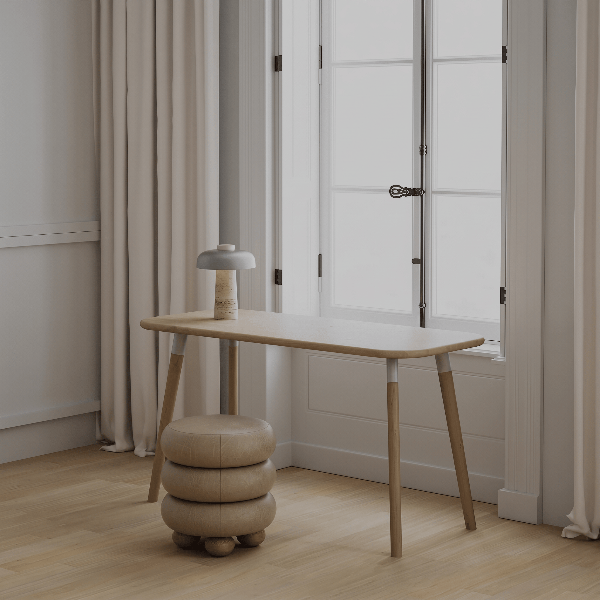 7MAGOKfurniture Desks Solid Oak Home Office Desk with Curved Edges | KALMA Collection