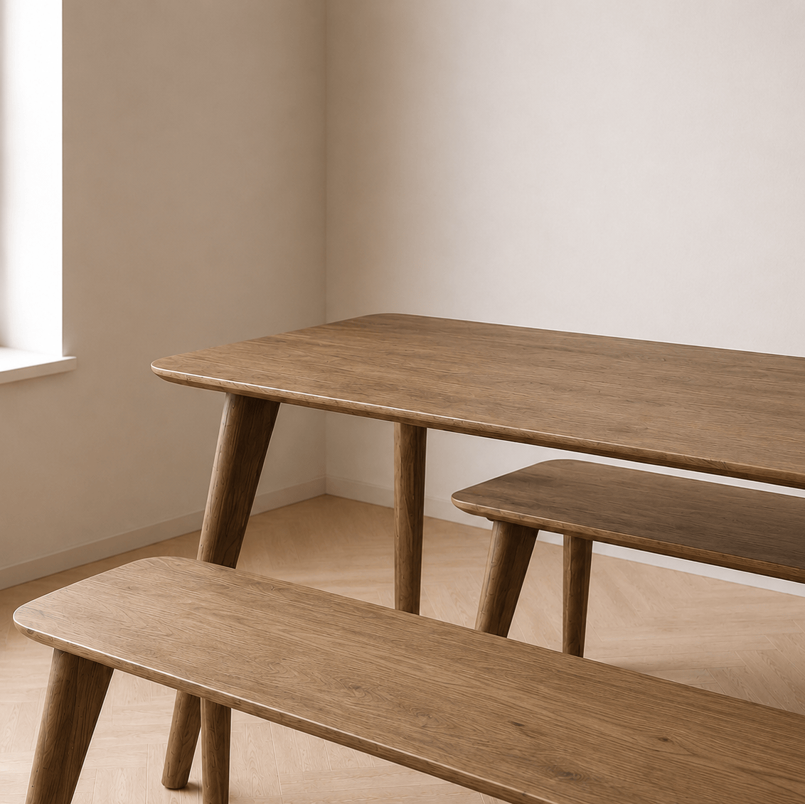 Smoked Oak Dining Table and Bench Set, Seats 4–8 | KANTAR Collection