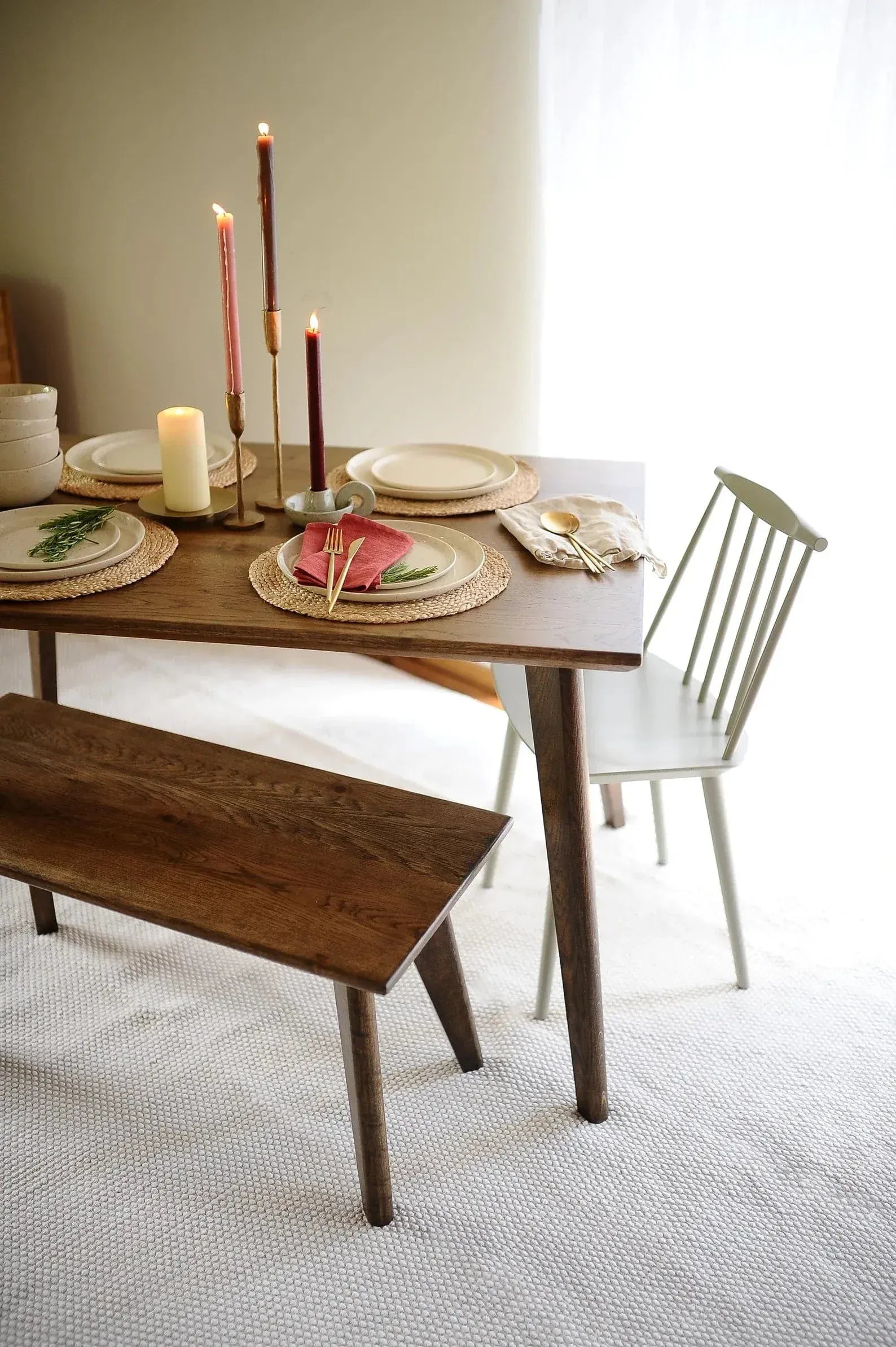 7MAGOKfurniture Kitchen & Dining Benches Bench, Solid Oak, Mid-Century Style | KANTAR Collection