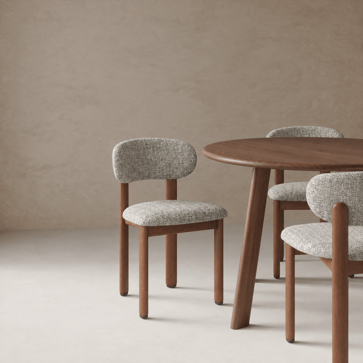 7MAGOKfurniture Kitchen & Dining chairs Dining Chair with herringbone upholstery and dark wood | BAOBAB
