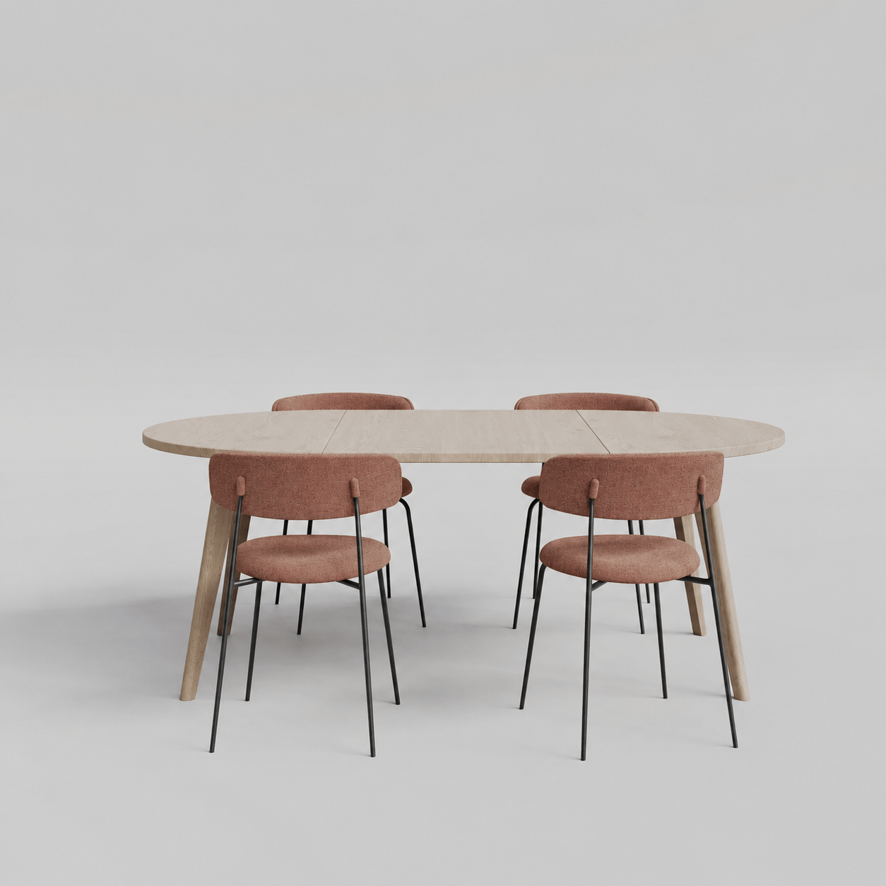 Extendable Round Solid Oak Dining Table and PARIS Chair Set | OAKWELL Collection