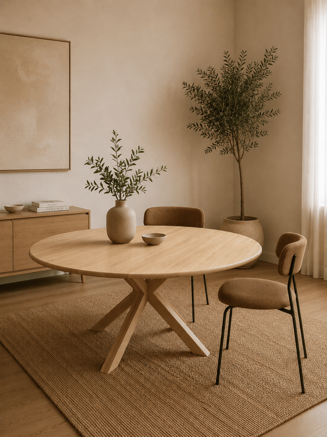 7MAGOKfurniture Kitchen & Dining chairs Solid Oak Round Dining Table on pedestal base & Chair Set | OAKWELL Collection (Copy)