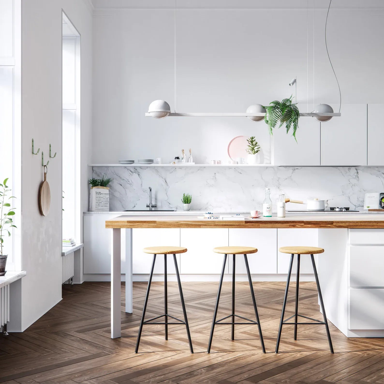 7MAGOKfurniture Kitchen & Dining chairs Solid Oak & Steel High Stool | Handmade in UK