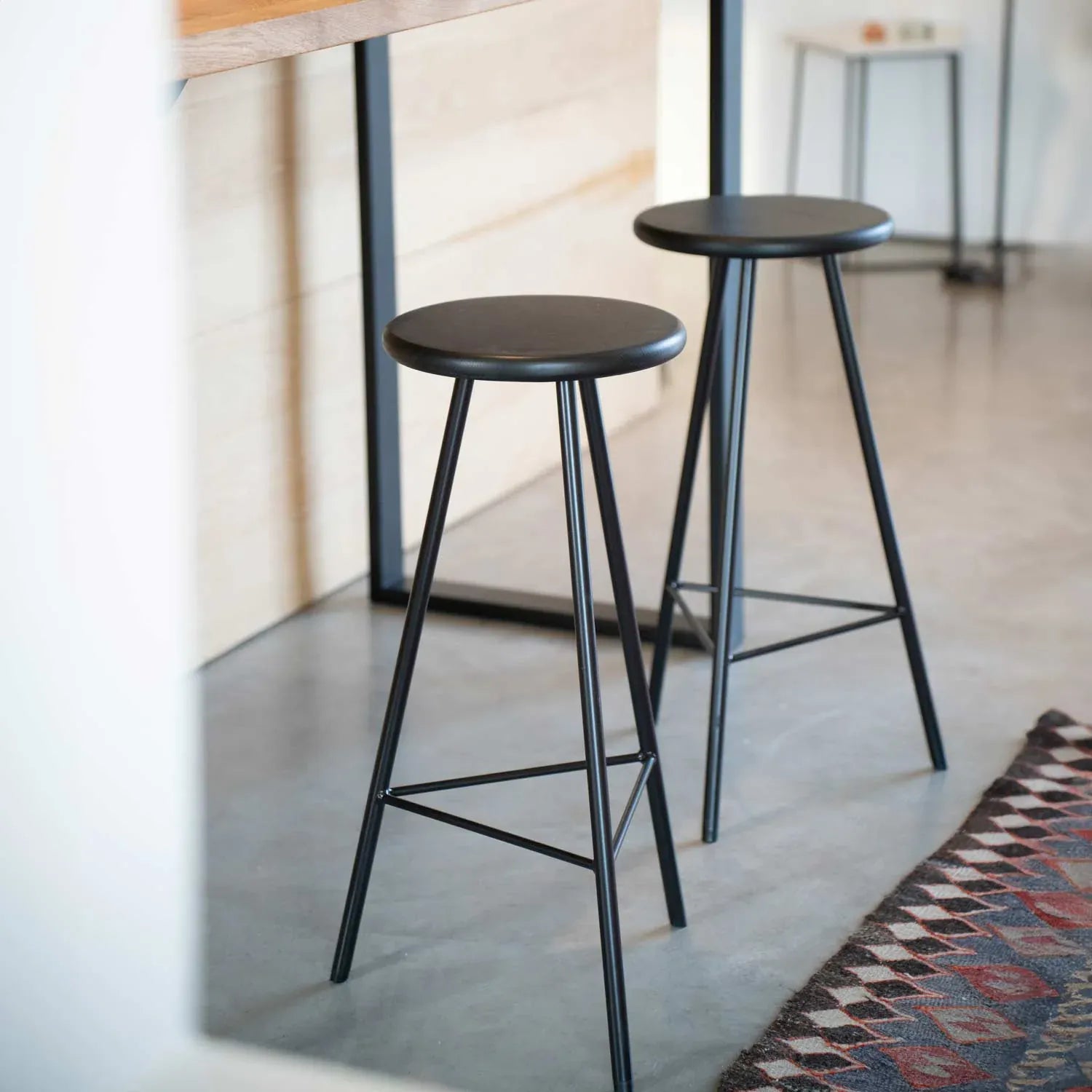 7MAGOKfurniture Kitchen & Dining chairs Solid Oak & Steel High Stool | Handmade in UK