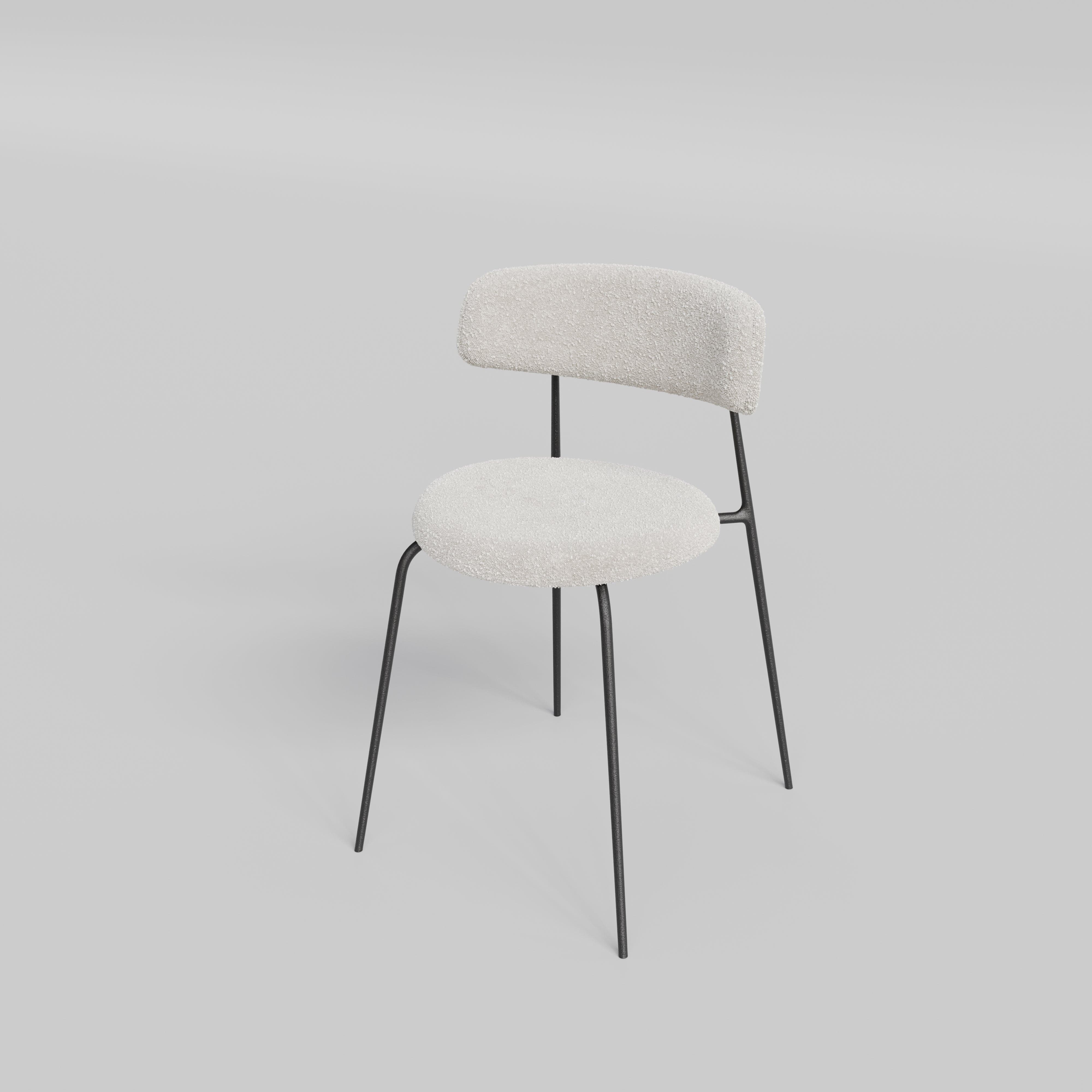 7MAGOKfurniture Kitchen & Dining chairs Upholstered Dining Chair, White & Brown Fabric, Steel Legs | x2 PARIS Chairs (white)