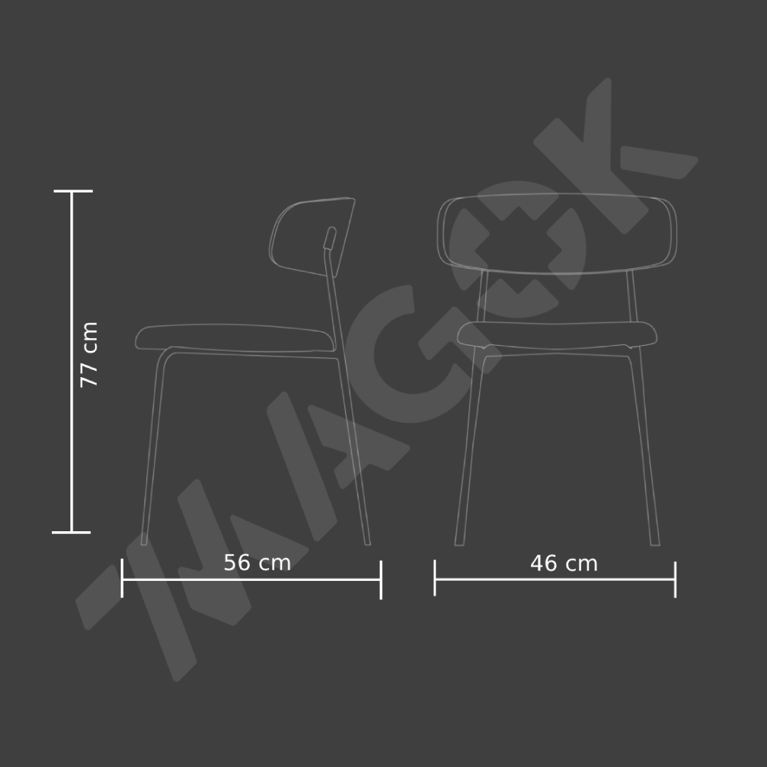 7MAGOKfurniture Kitchen & Dining chairs Upholstered Dining Chair, White & Brown Fabric, Steel Legs | x2 PARIS Chairs (white)