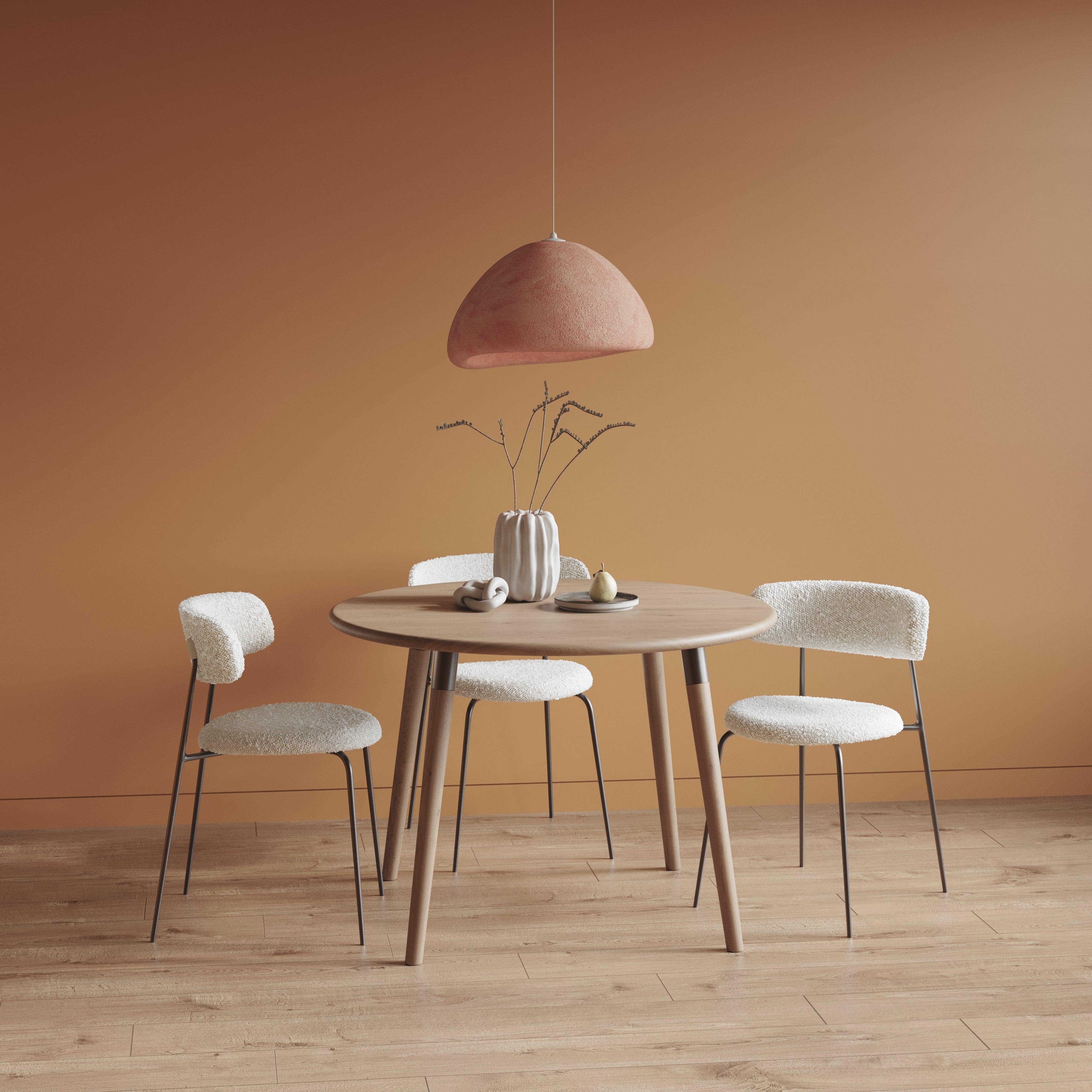 7MAGOKfurniture Kitchen & Dining chairs Upholstered Dining Chair, White & Brown Fabric, Steel Legs | x2 PARIS Chairs (white)