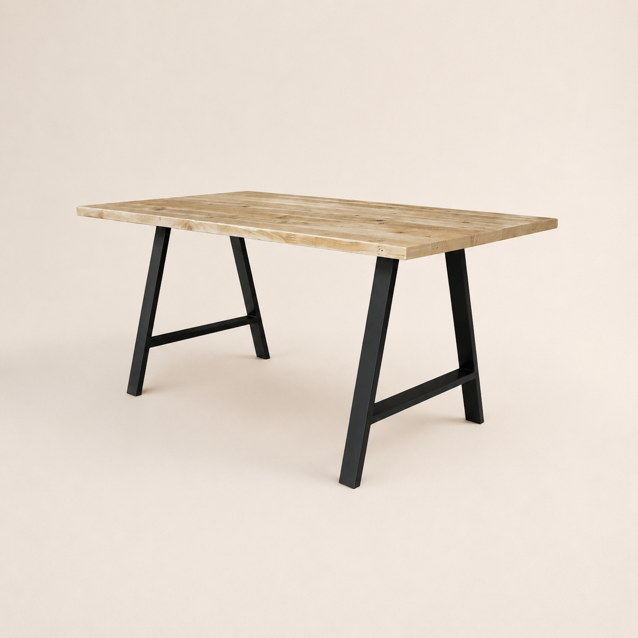 7MAGOKfurniture Kitchen & Dining Furniture Sets Salvaged Wood Dining Table & Bench Set with A-Frame Steel Legs | INDUSTRIAL Collection