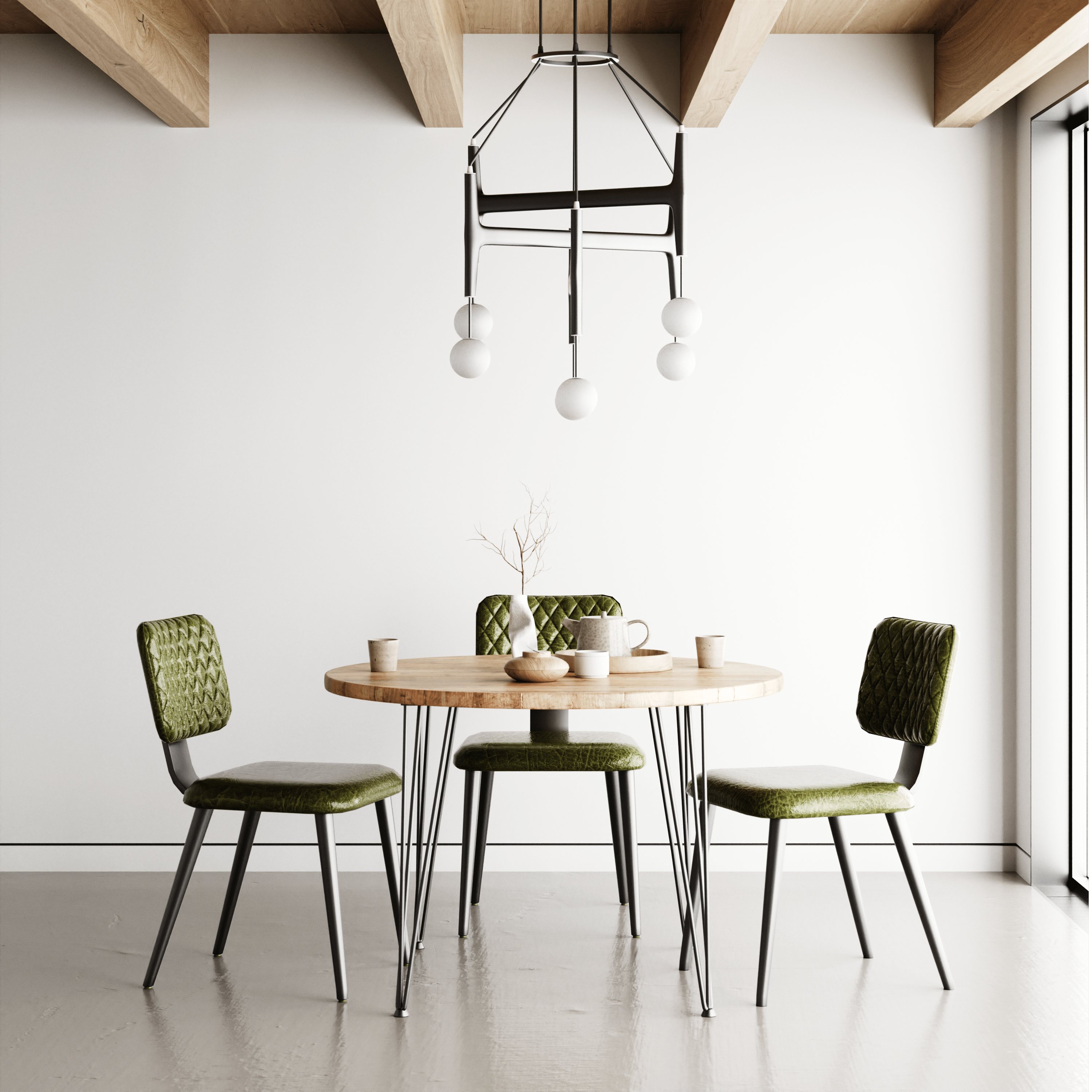 7MAGOKfurniture Kitchen & Dining Room Tables Round Dining Table, 4 & 6 Seater, Reclaimed Wood on Hairpin Legs | RECLAIMED Collection