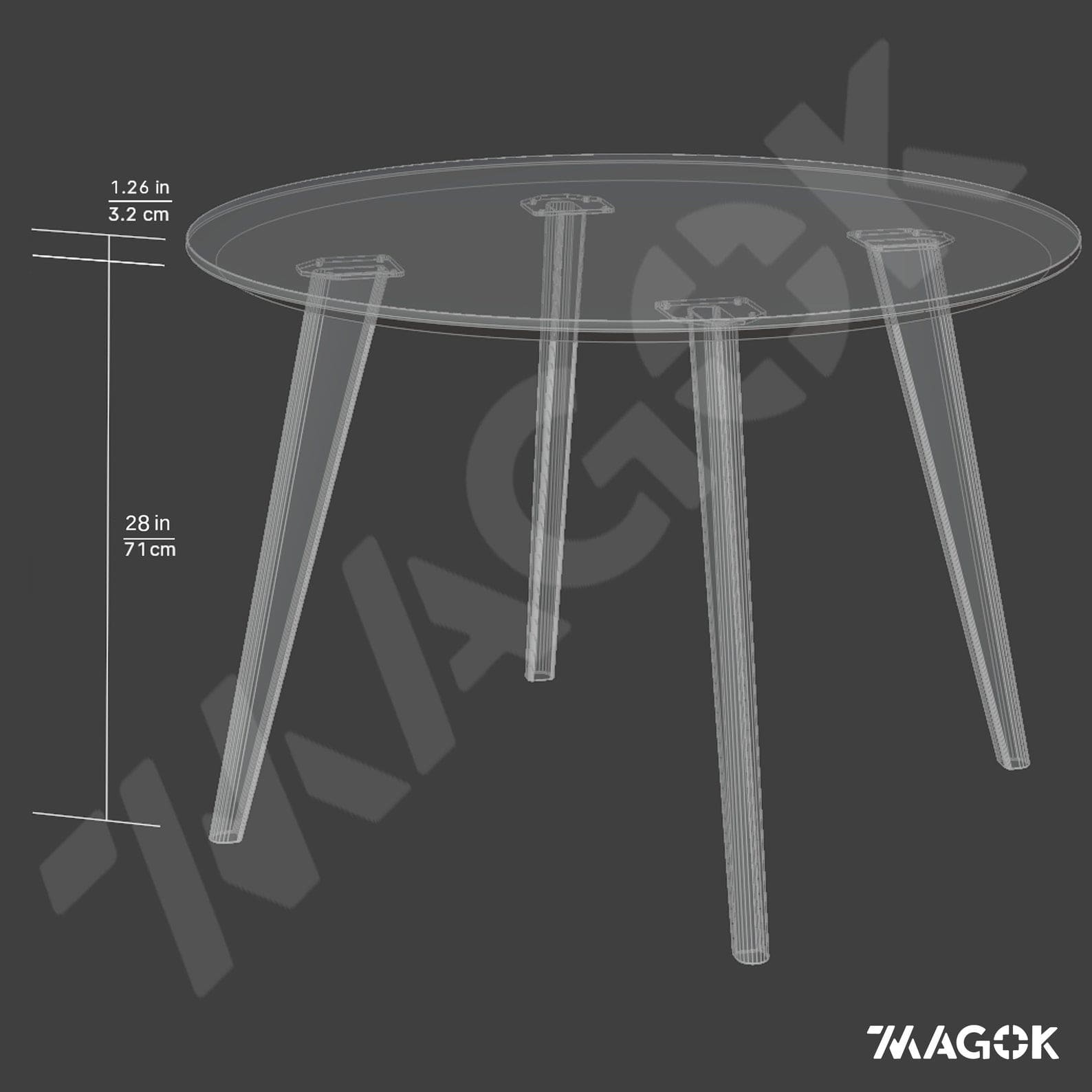 7MAGOKfurniture Kitchen & Dining Room Tables Round Dining Table, 4-Legged, Solid Oak, 4–6 Seater | KANTAR Collection