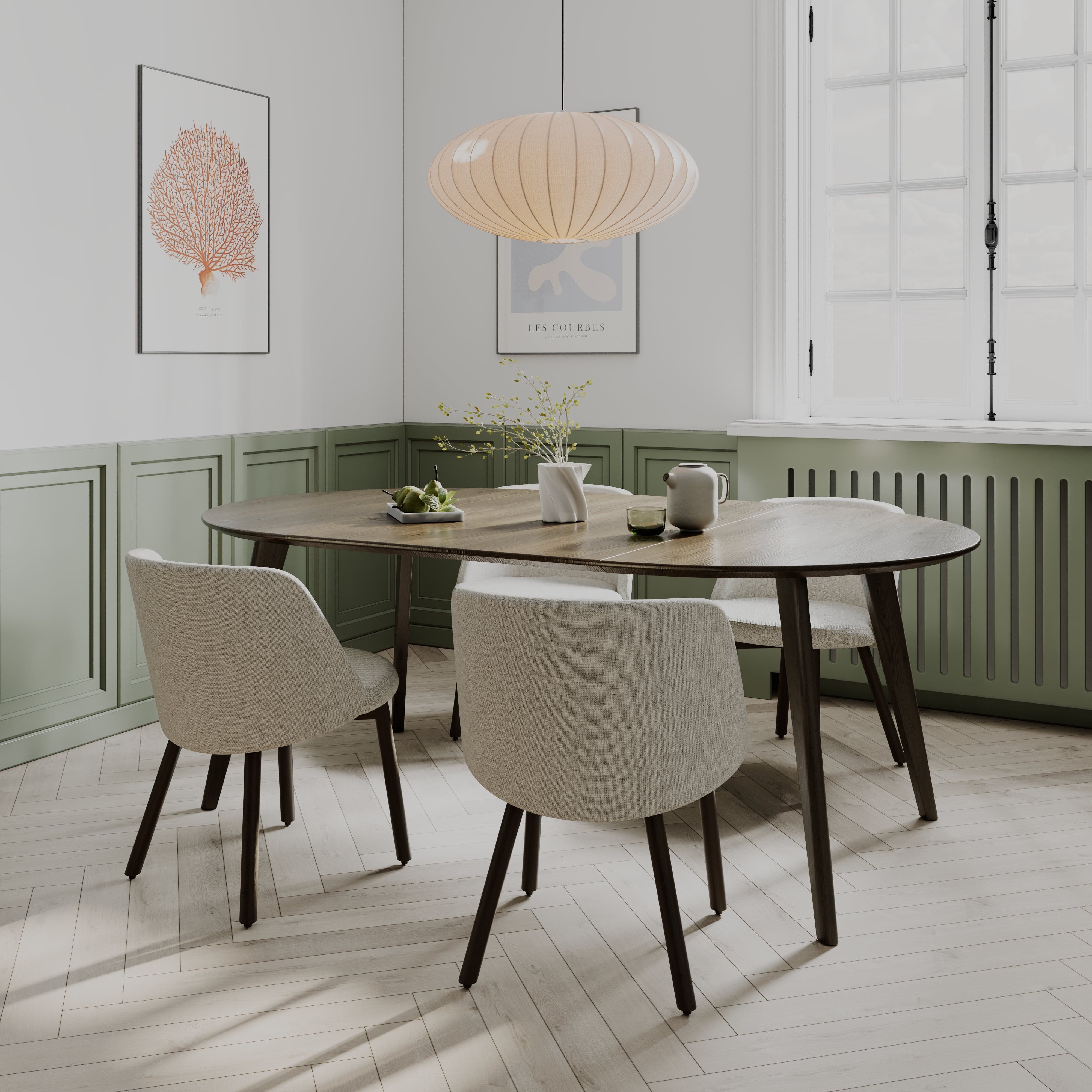 7MAGOKfurniture Kitchen & Dining Room Tables Round Extendable Solid Oak Dining Table with Swiss Edge | KANTAR Collection