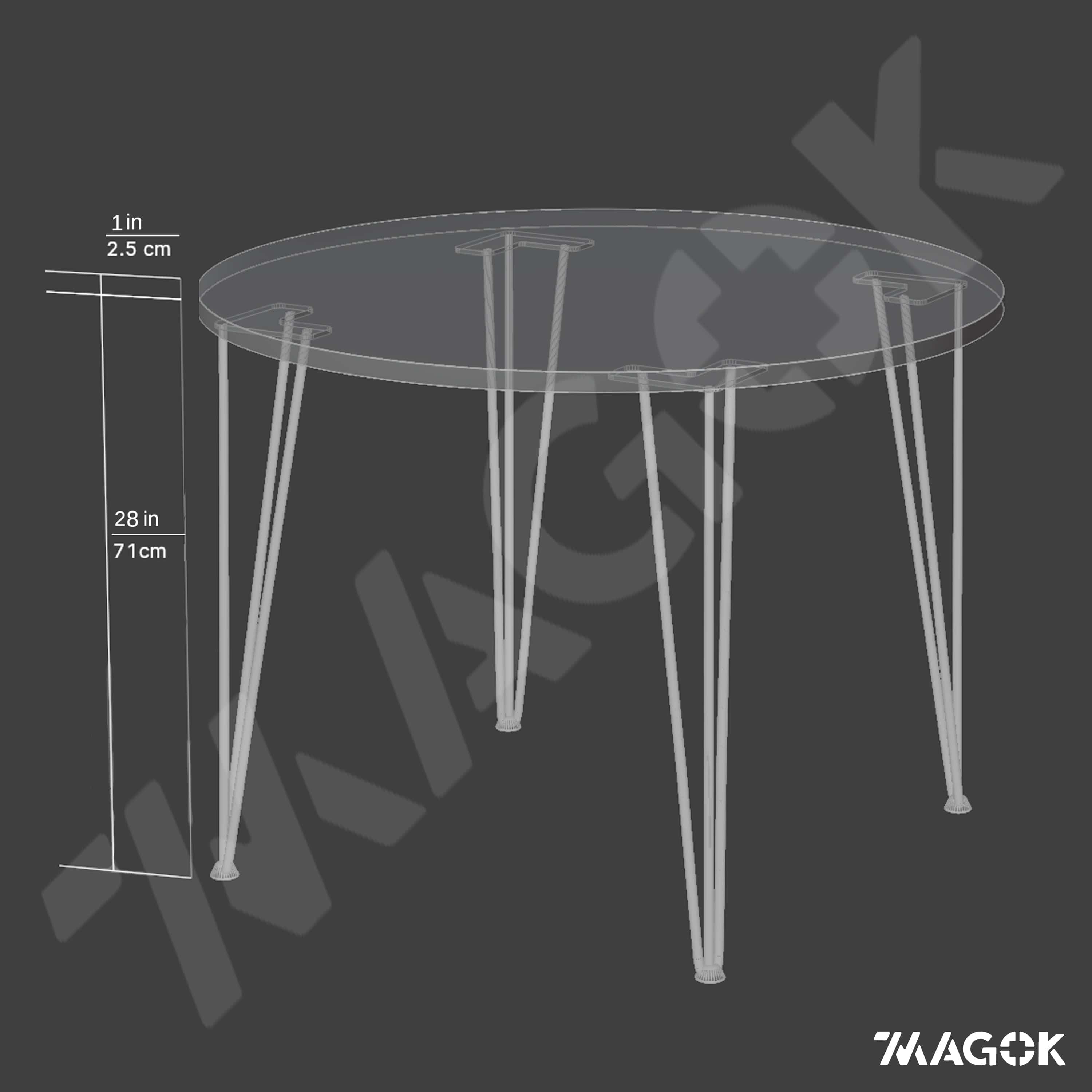 7MAGOKfurniture Kitchen & Dining Room Tables Round Formica Dining Table, Hairpin Legs, Retro Look, Seats 2–6 | BIRCH PLY Collection