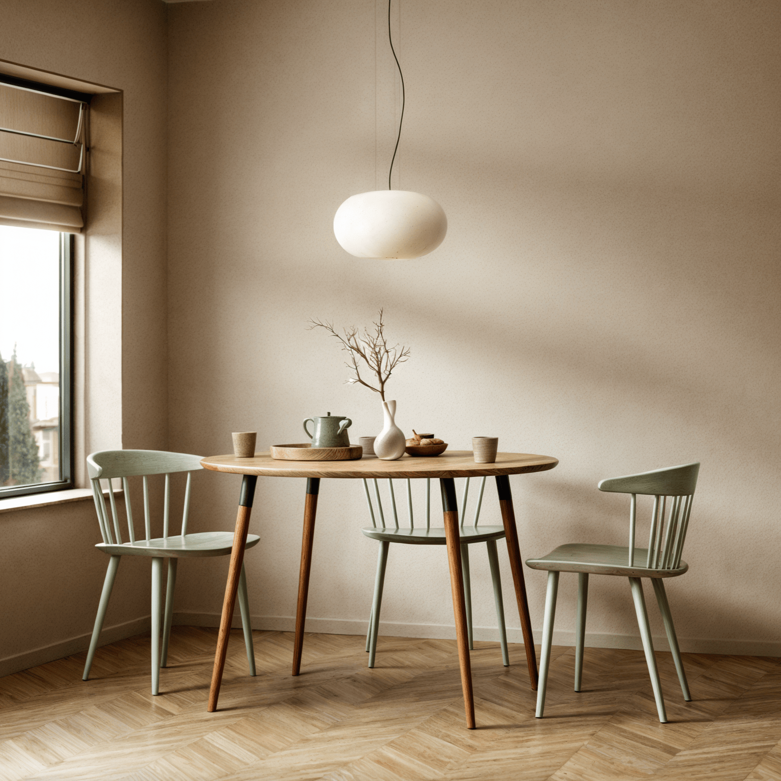 7MAGOKfurniture Kitchen & Dining Room Tables Round Solid Oak Dining Table on Round Tapered Legs | SOPHIA Collection