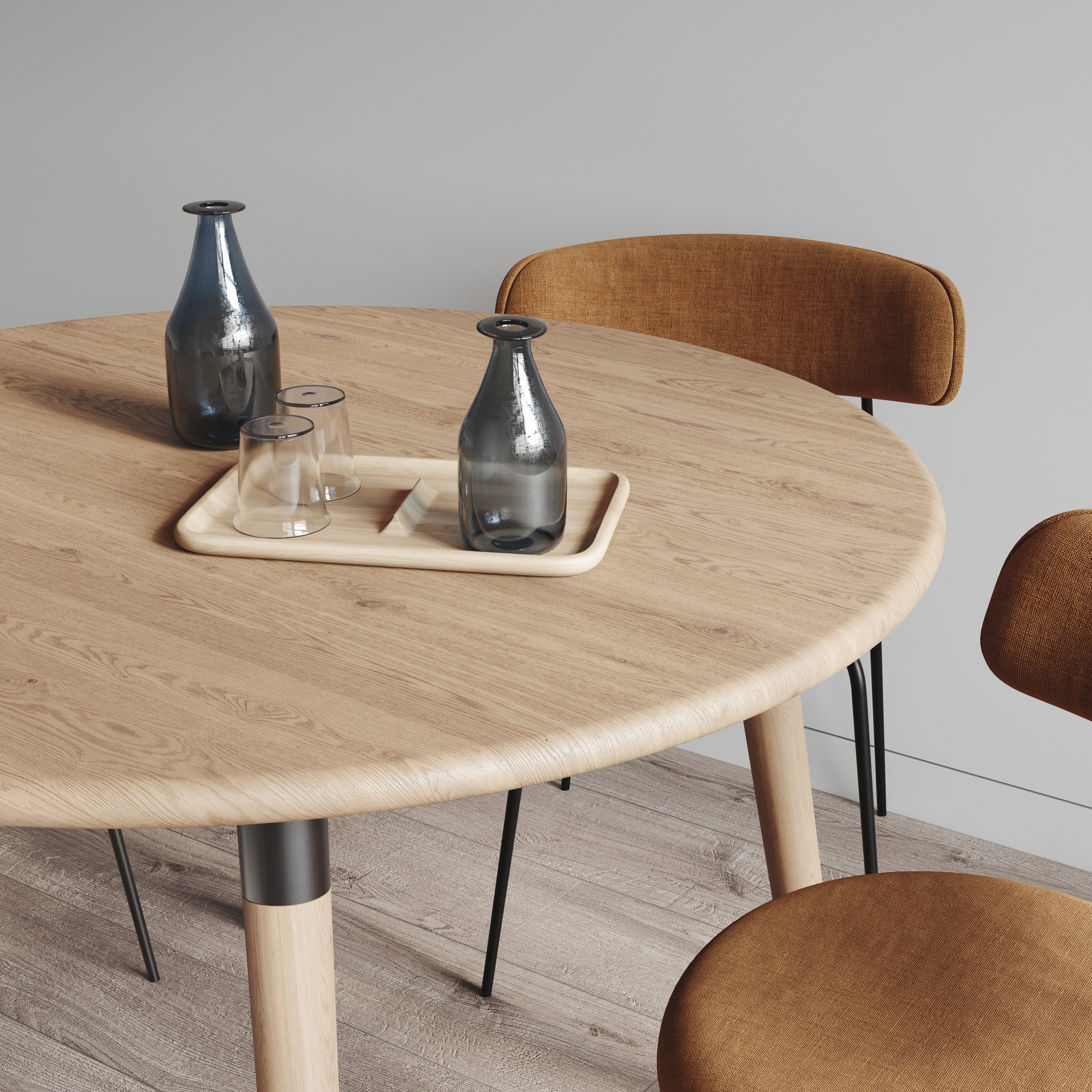 7MAGOKfurniture Kitchen & Dining Room Tables Round Solid Oak Dining Table, Seats 2–6, Custom Finish | KALMA Collection