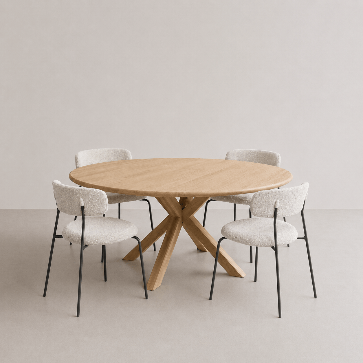 7MAGOKfurniture Kitchen & Dining Room Tables Solid Oak Round Dining Table, Pedestal Base, Seats 4–10 | KALMA Collection
