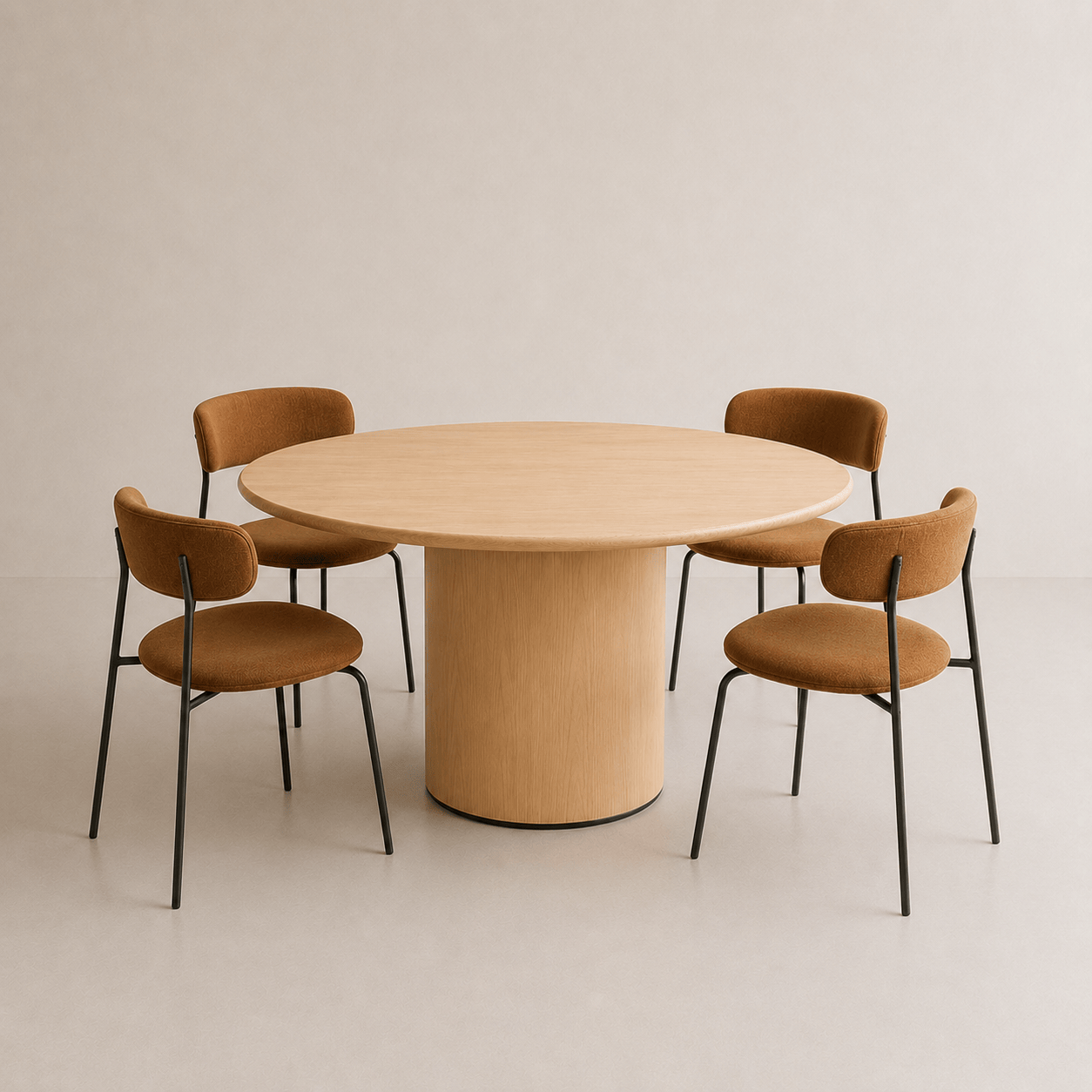 7MAGOKfurniture Kitchen & Dining Room Tables Solid Oak Round Dining Table, Round Pedestal Base | PEDESTAL Collection