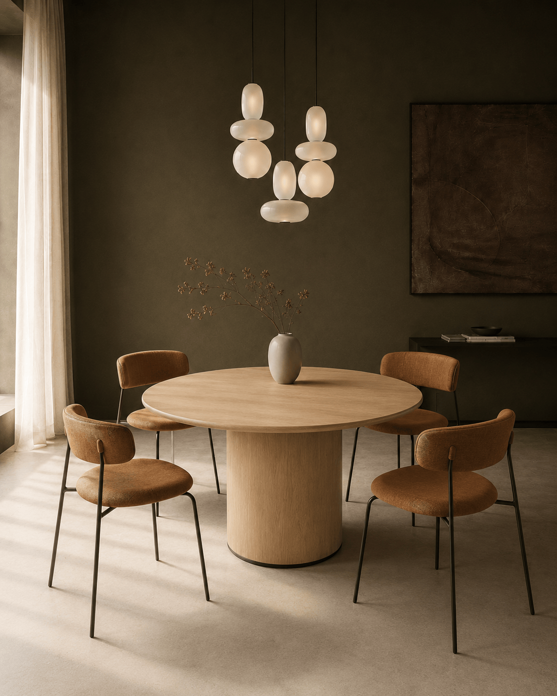 7MAGOKfurniture Kitchen & Dining Room Tables Solid Oak Round Dining Table, Round Pedestal Base | PEDESTAL Collection