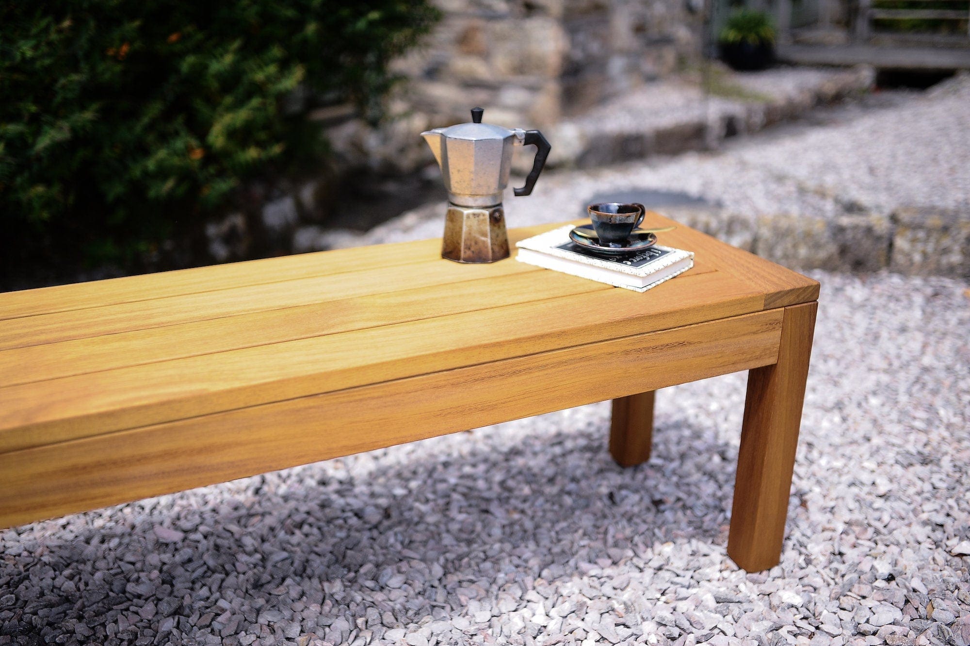7MAGOKfurniture outdoor garden bench Outdoor Bench, Sustainable Iroko Wood, Garden Seating