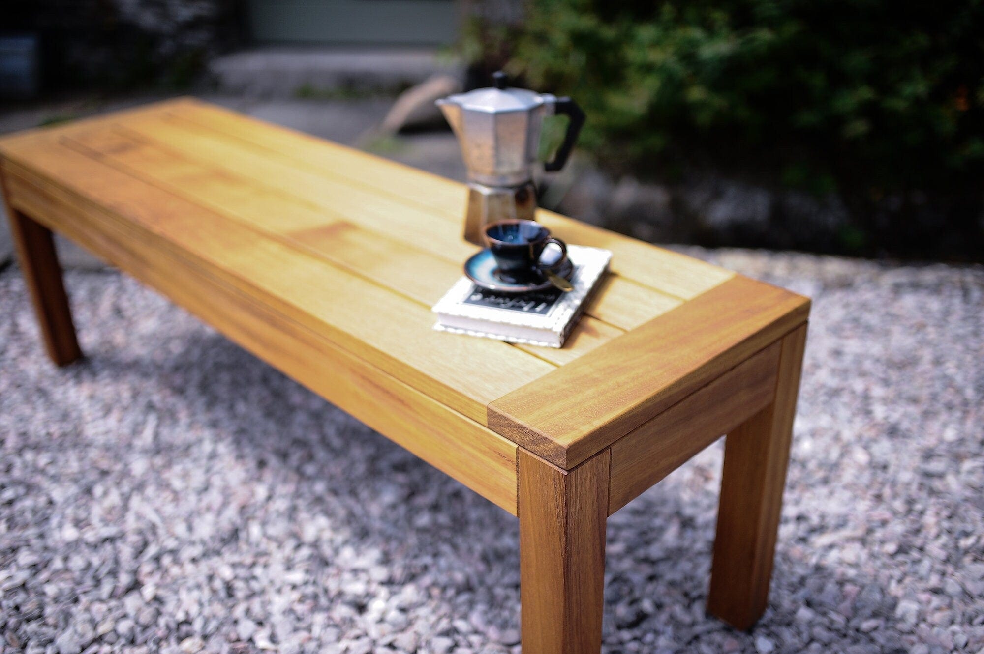 7MAGOKfurniture outdoor garden bench Outdoor Bench, Sustainable Iroko Wood, Garden Seating