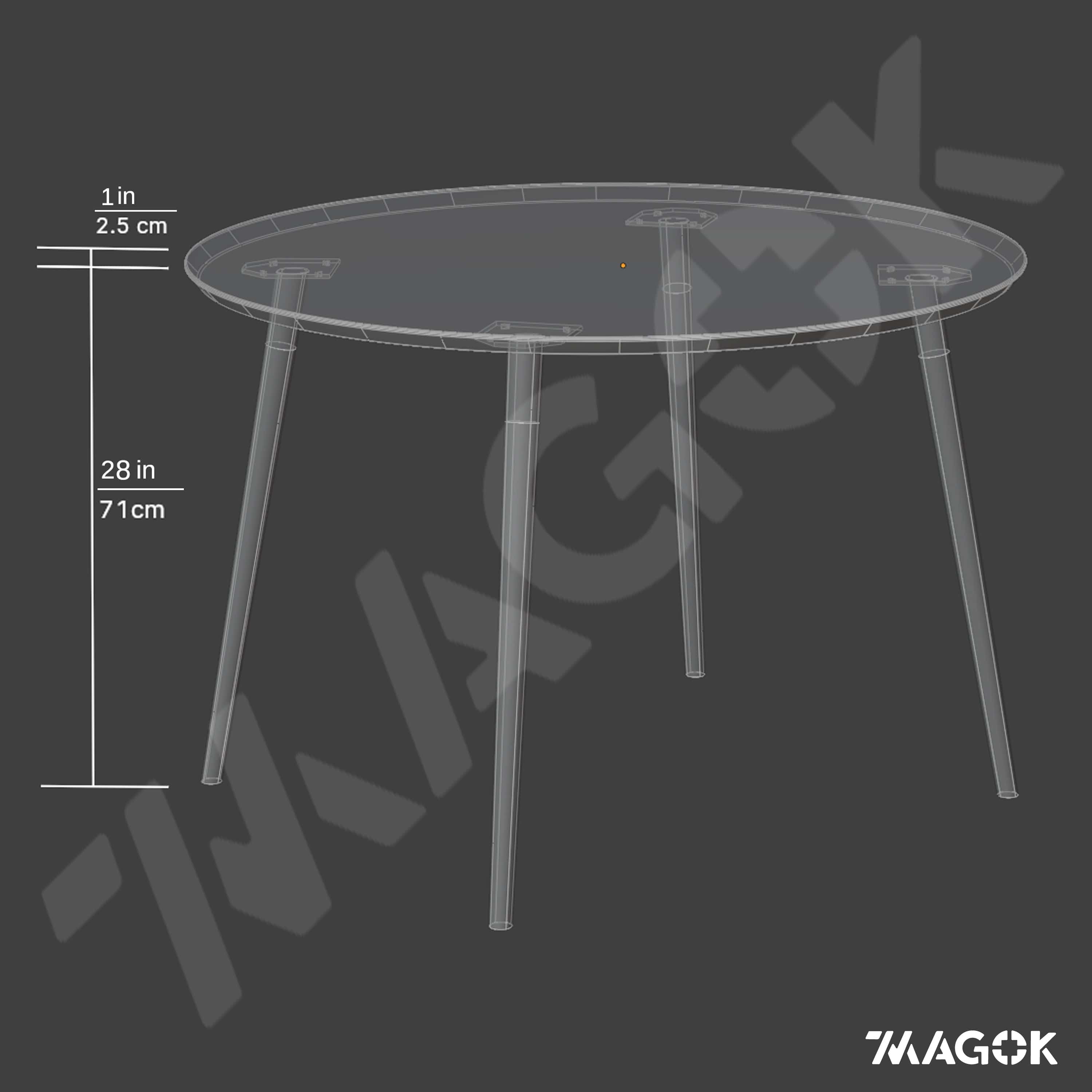 Round Oak Dining Table on Tapered legs / SOPHIA collection