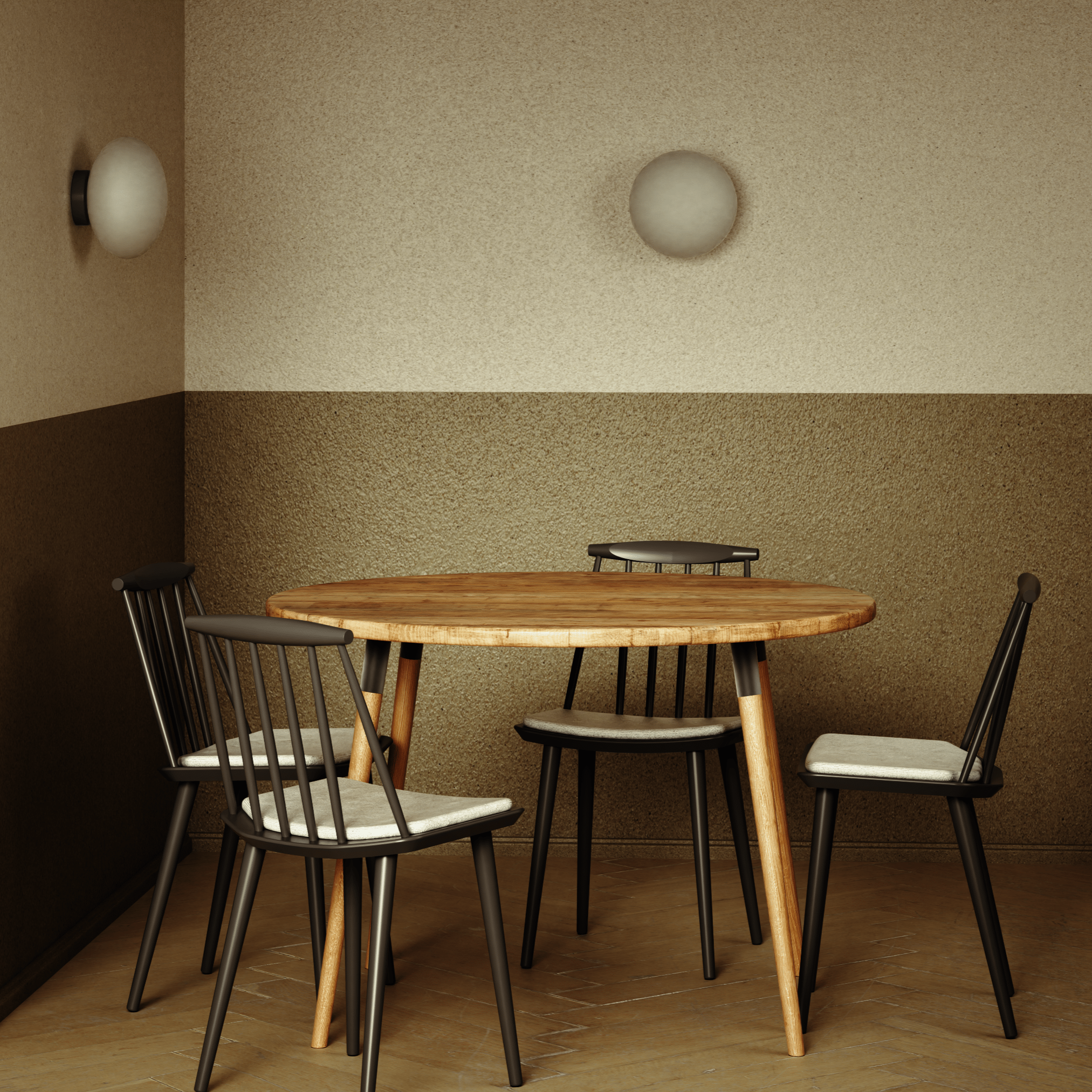 Round Dining Table, Reclaimed Wood on Oak Legs / VINTAGE Collection