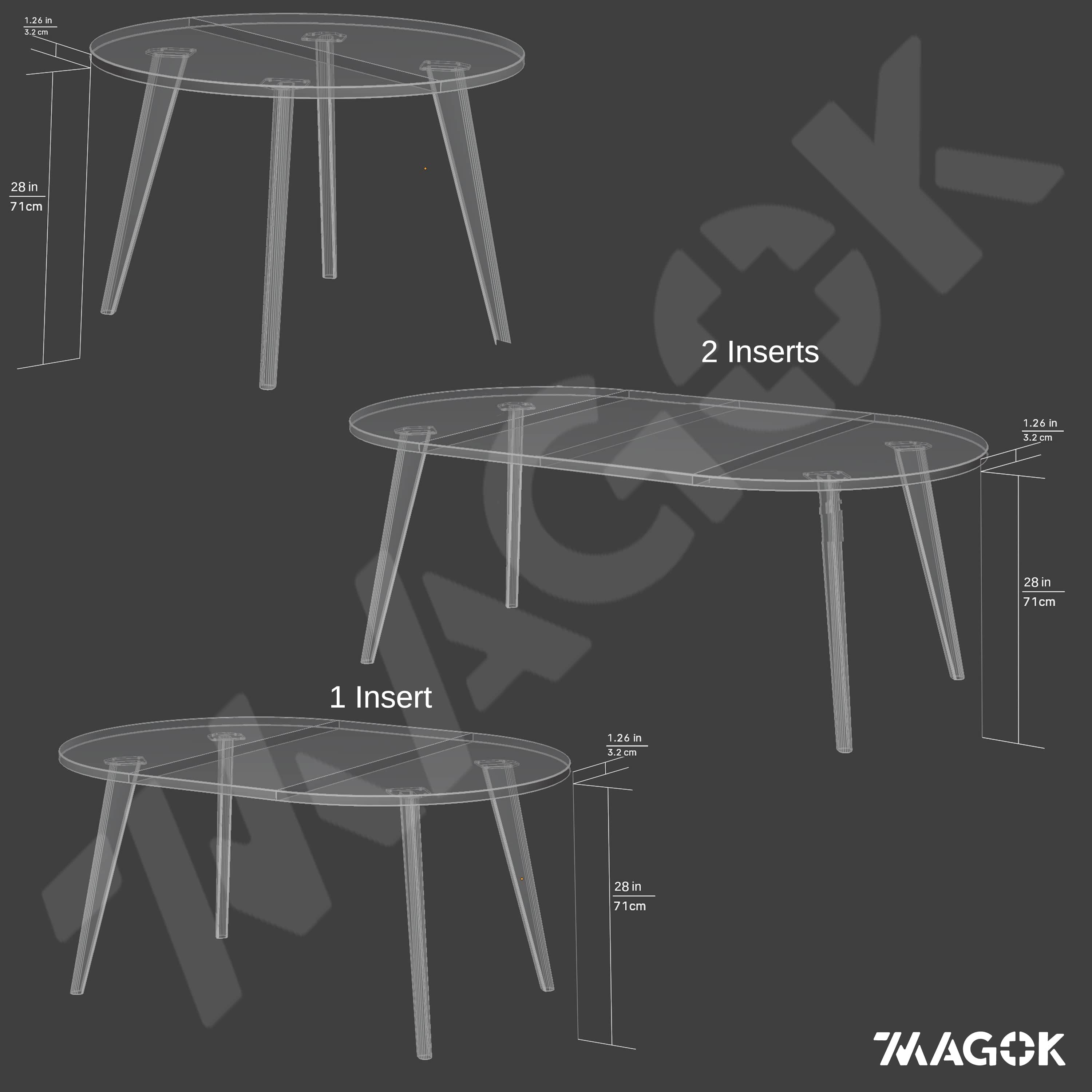 Runder, ausziehbarer Tisch aus massiver Eiche, 6–10 Sitzplätze / OAKWELL-Kollektion