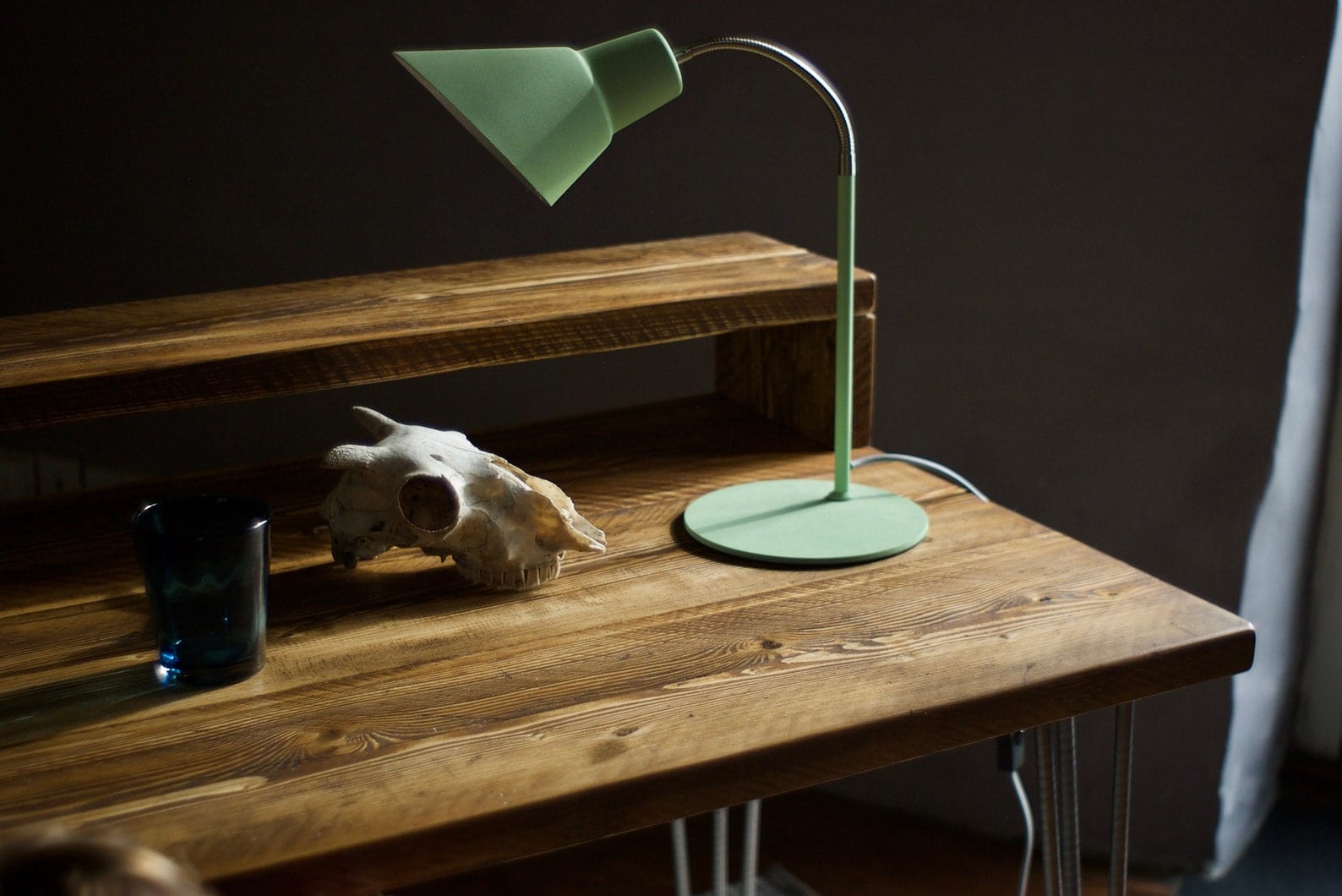 Desk with Monitor Stand, Reclaimed Wood on Hairpin Legs, Customisable / RECLAIMED Collection
