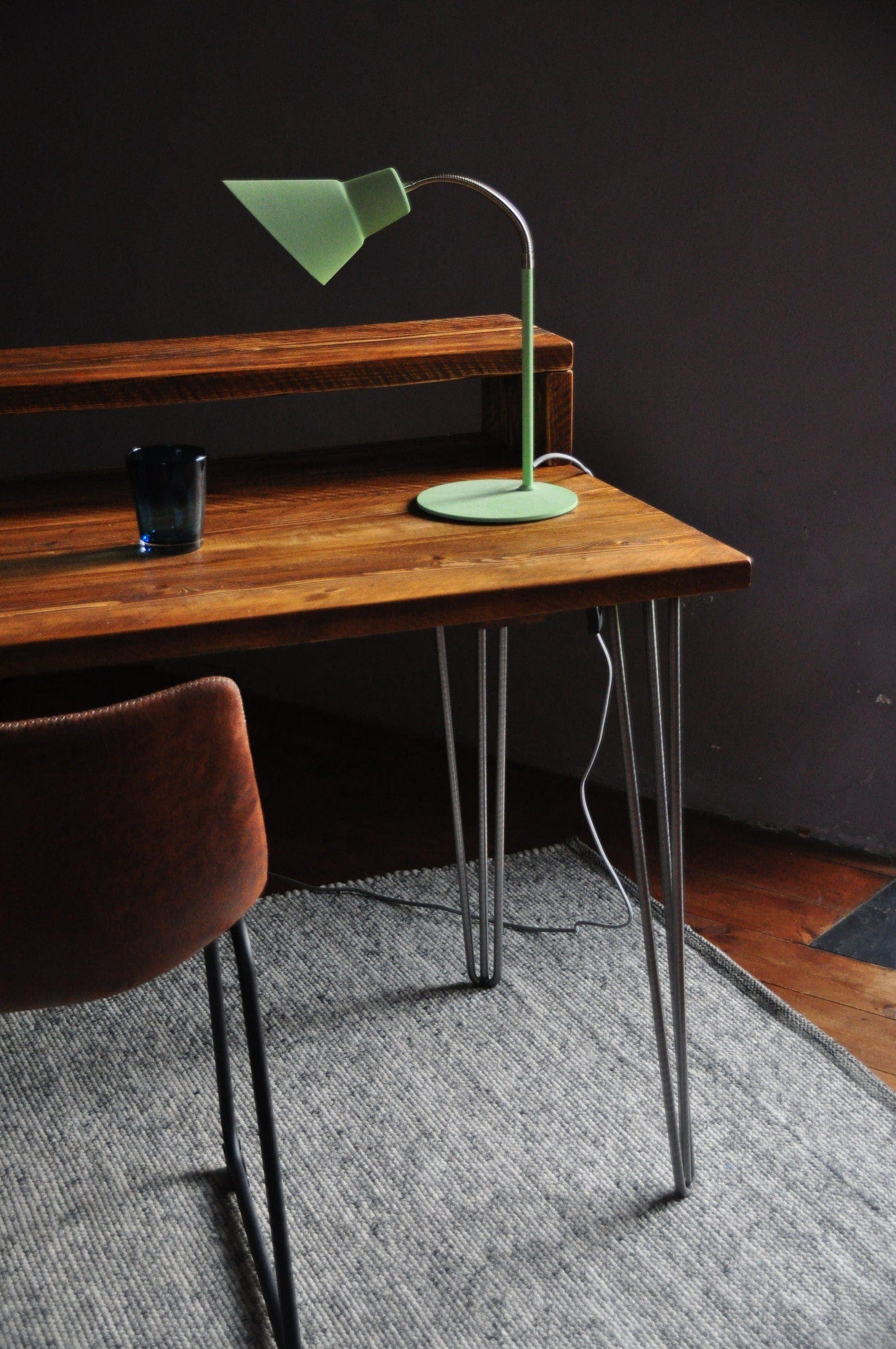 Desk with Monitor Stand, Reclaimed Wood on Hairpin Legs, Customisable / RECLAIMED Collection