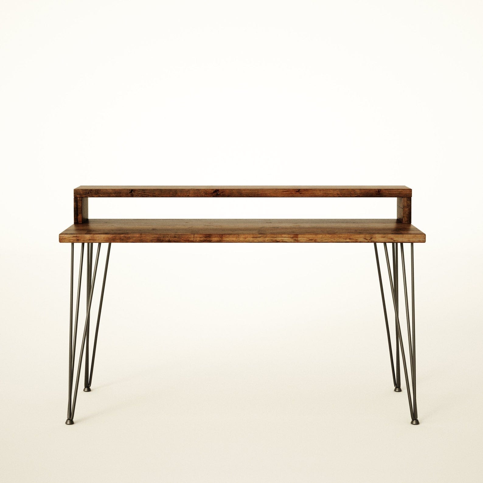 Desk with Monitor Stand, Reclaimed Wood on Hairpin Legs, Customisable / RECLAIMED Collection
