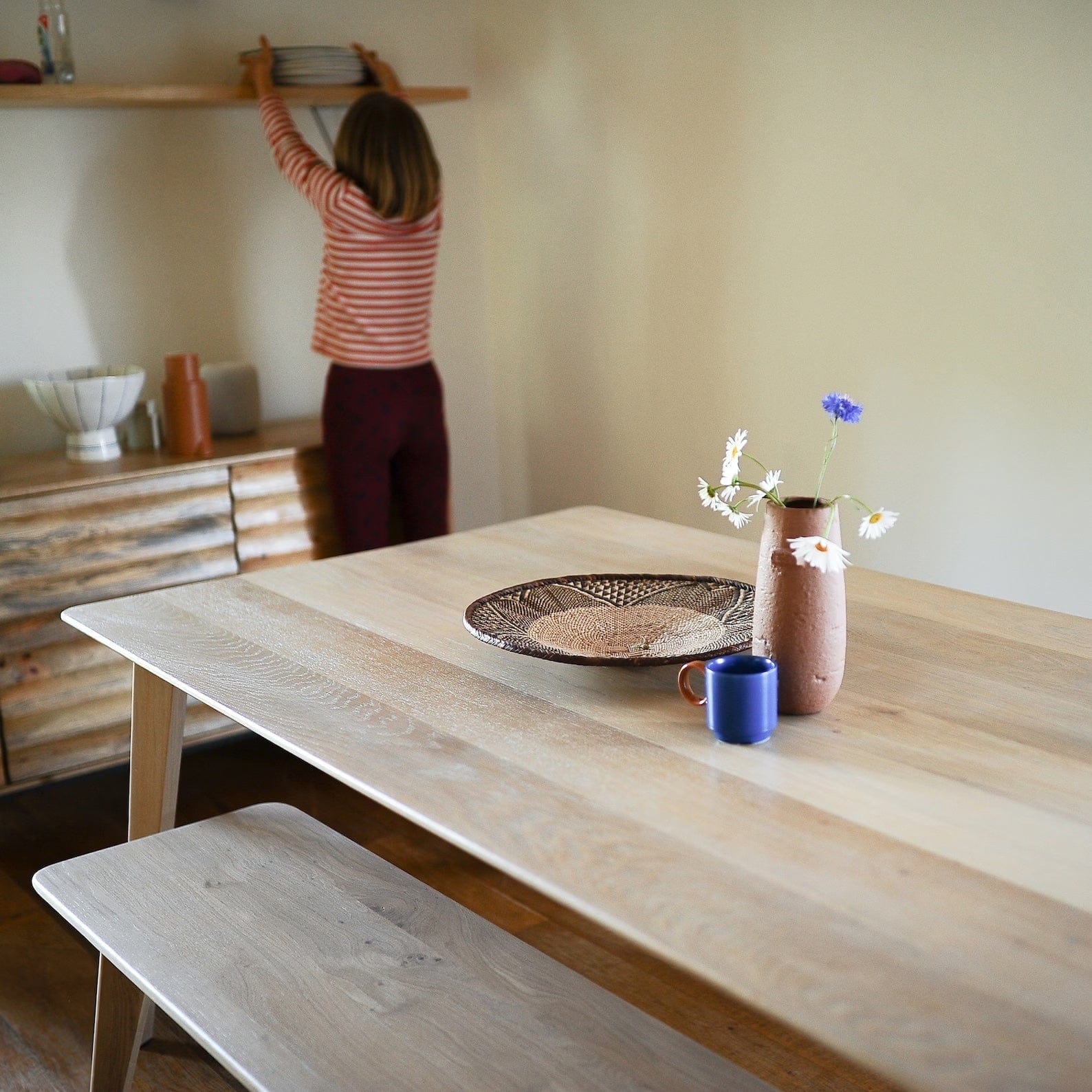 Dining Table & Bench Set, 4, 6, 8 Seater, Solid Oak / KANTAR Collection
