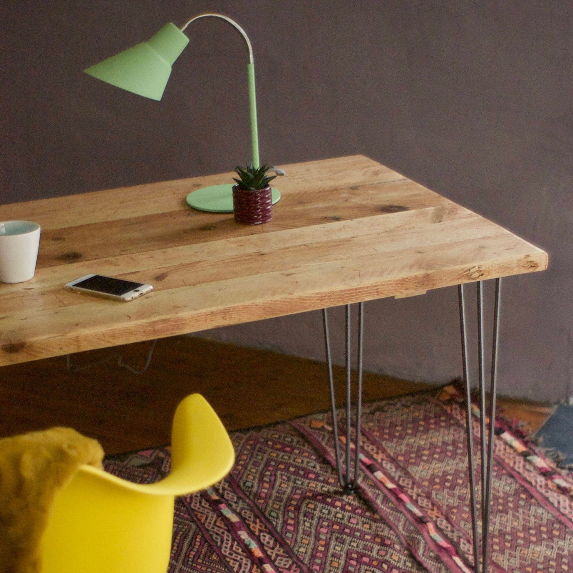 7MAGOKfurniture Desks Desk on Hairpin Legs, Solid Authentic Reclaimed Wood | RECLAIMED Collection