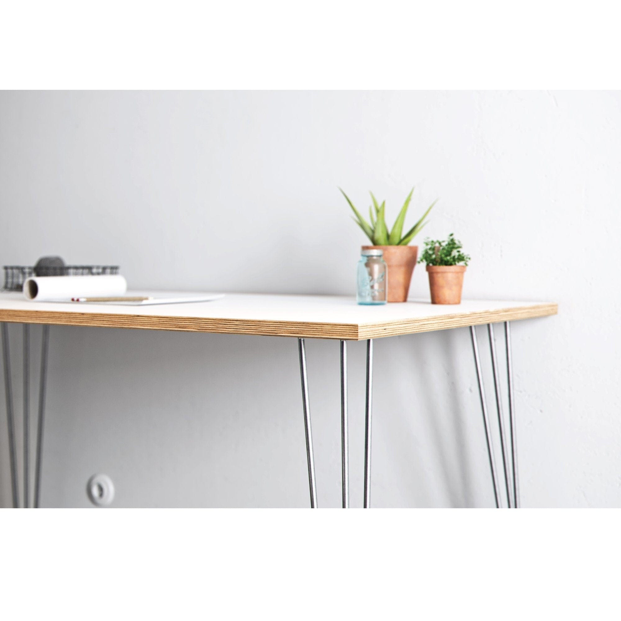 7MAGOKfurniture Desks Office Desk, Formica Top on Hairpin Legs | BIRCH PLY Collection