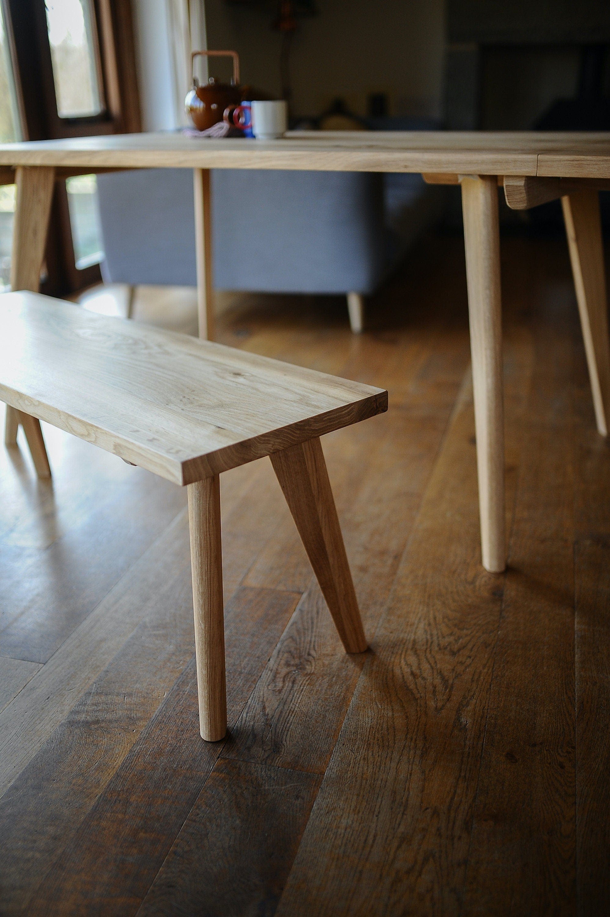 7MAGOKfurniture Kitchen & Dining Benches Bench, Solid Character Oak on Tapered Oak Legs | OAKWELL Collection