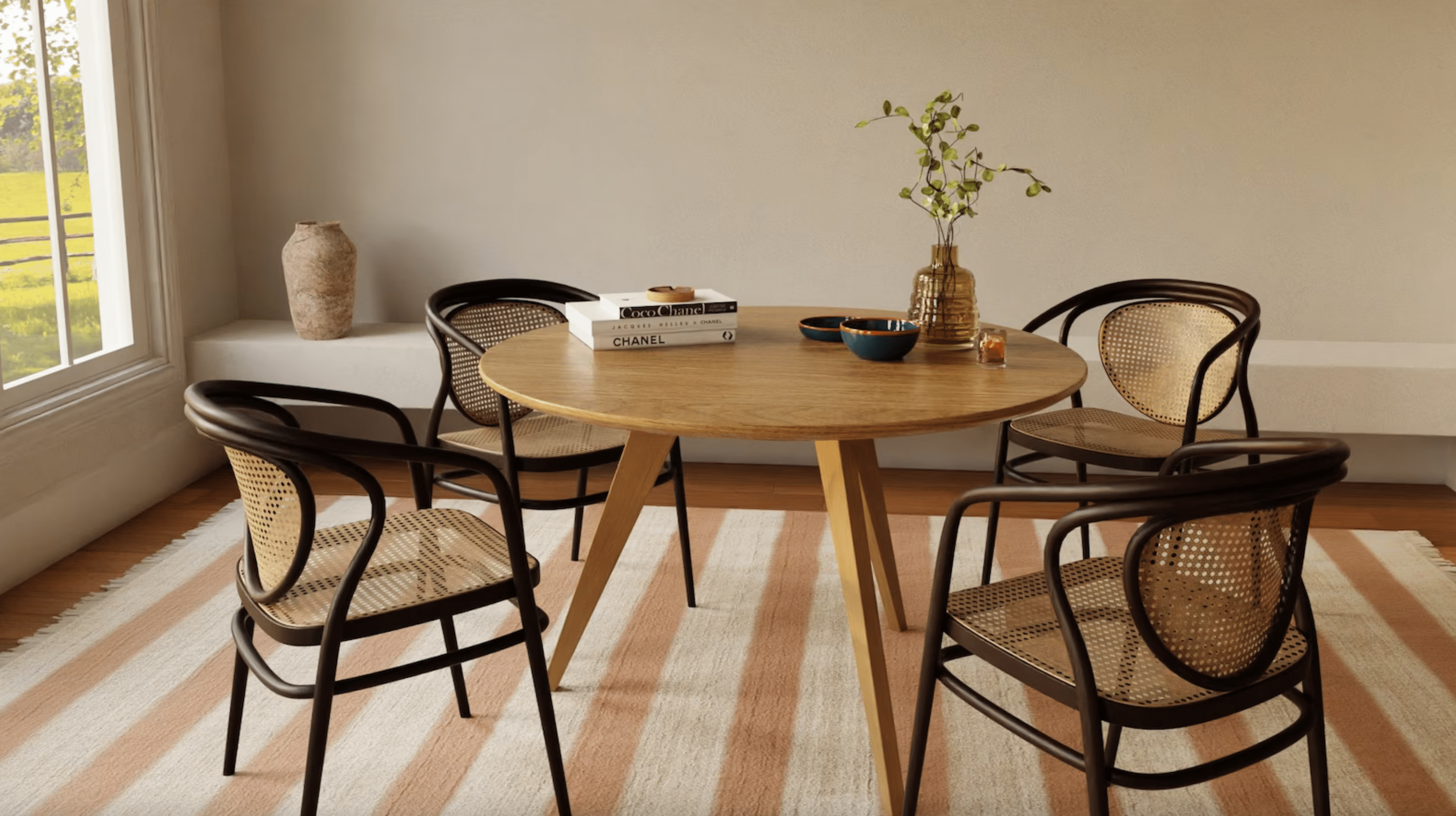 7MAGOKfurniture Kitchen & Dining Room Tables Round Dining Table, 3-Legged, Solid Oak, 4–6 Seater | KANTAR Collection