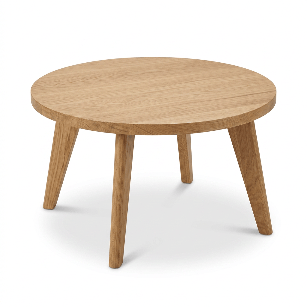 7MAGOKfurniture Coffee Tables Solid Oak Round Coffee Table, Scandinavian Design | OAKWELL Collection