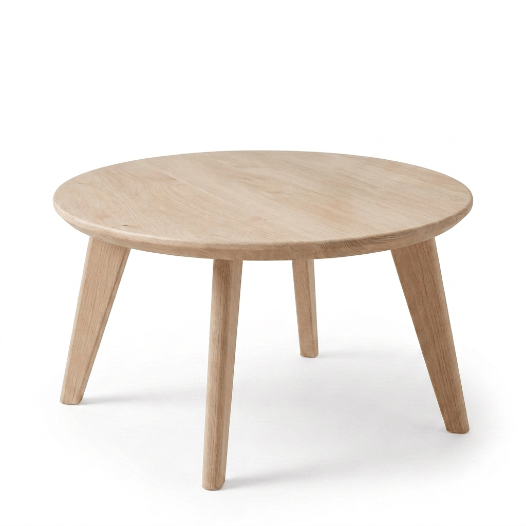 7MAGOKfurniture Coffee Tables Solid Oak Round Coffee Table with Bevelled Edge, Scandinavian Design | KANTAR Collection