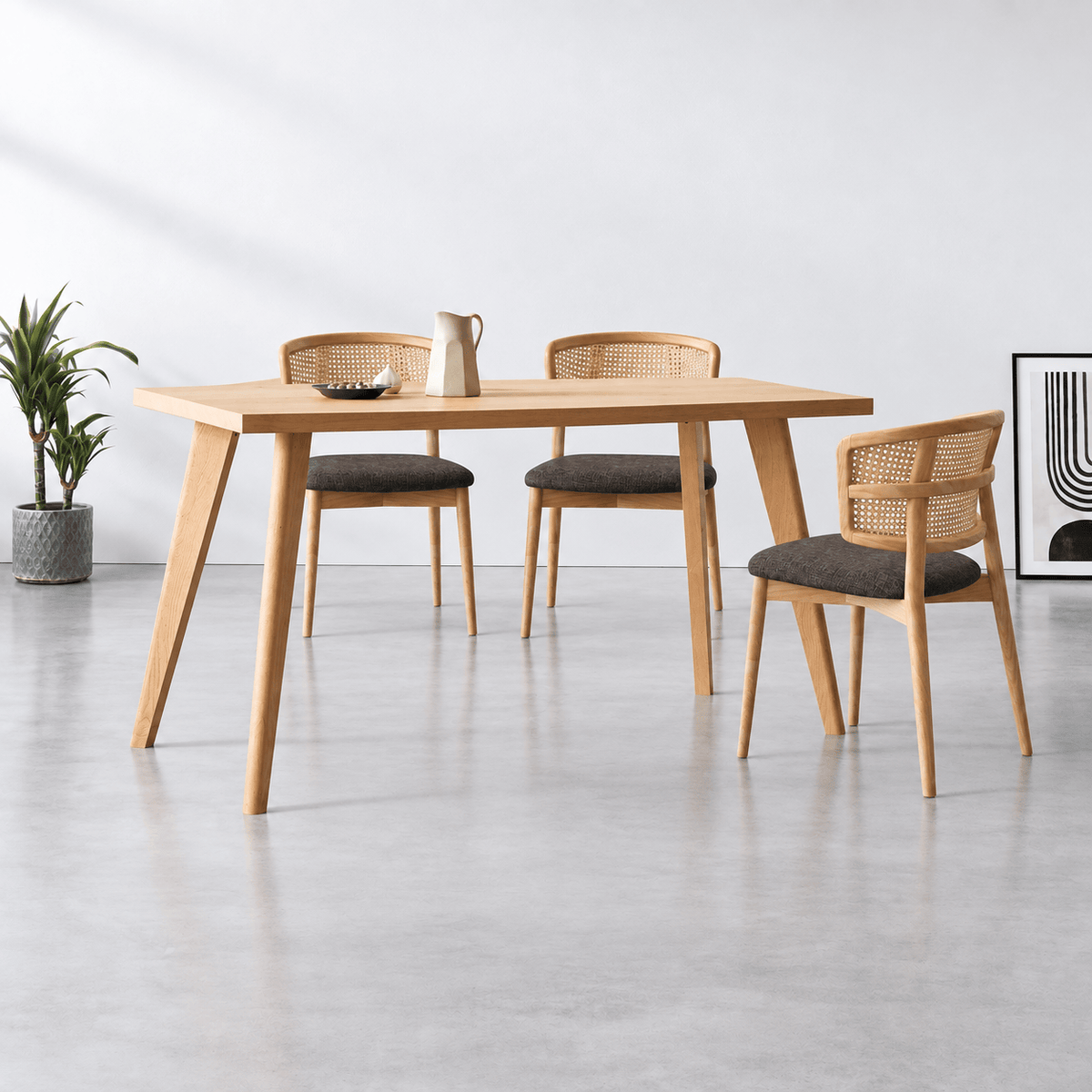 7MAGOKfurniture Dining Table & Chair Set Rectangular Dining Table Set in Solid Oak with NEW YORK Chairs | OAKWELL Collection - draft