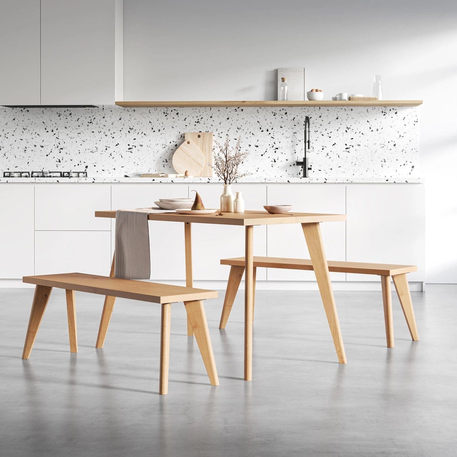 7MAGOKfurniture Kitchen & Dining Benches Bench, Solid Character Oak on Tapered Oak Legs | OAKWELL Collection