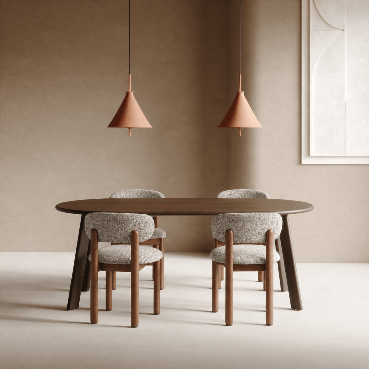 7MAGOKfurniture Kitchen & Dining chairs Dining Chair with herringbone upholstery and dark wood | BAOBAB