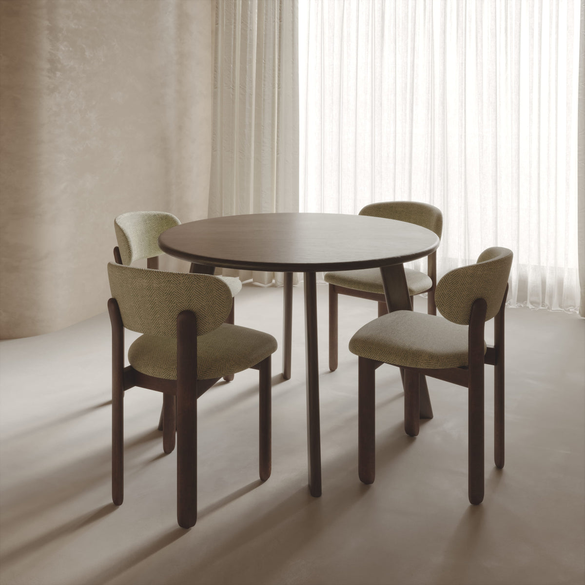7MAGOKfurniture Kitchen & Dining chairs Dining Chair with herringbone upholstery and dark wood | BAOBAB