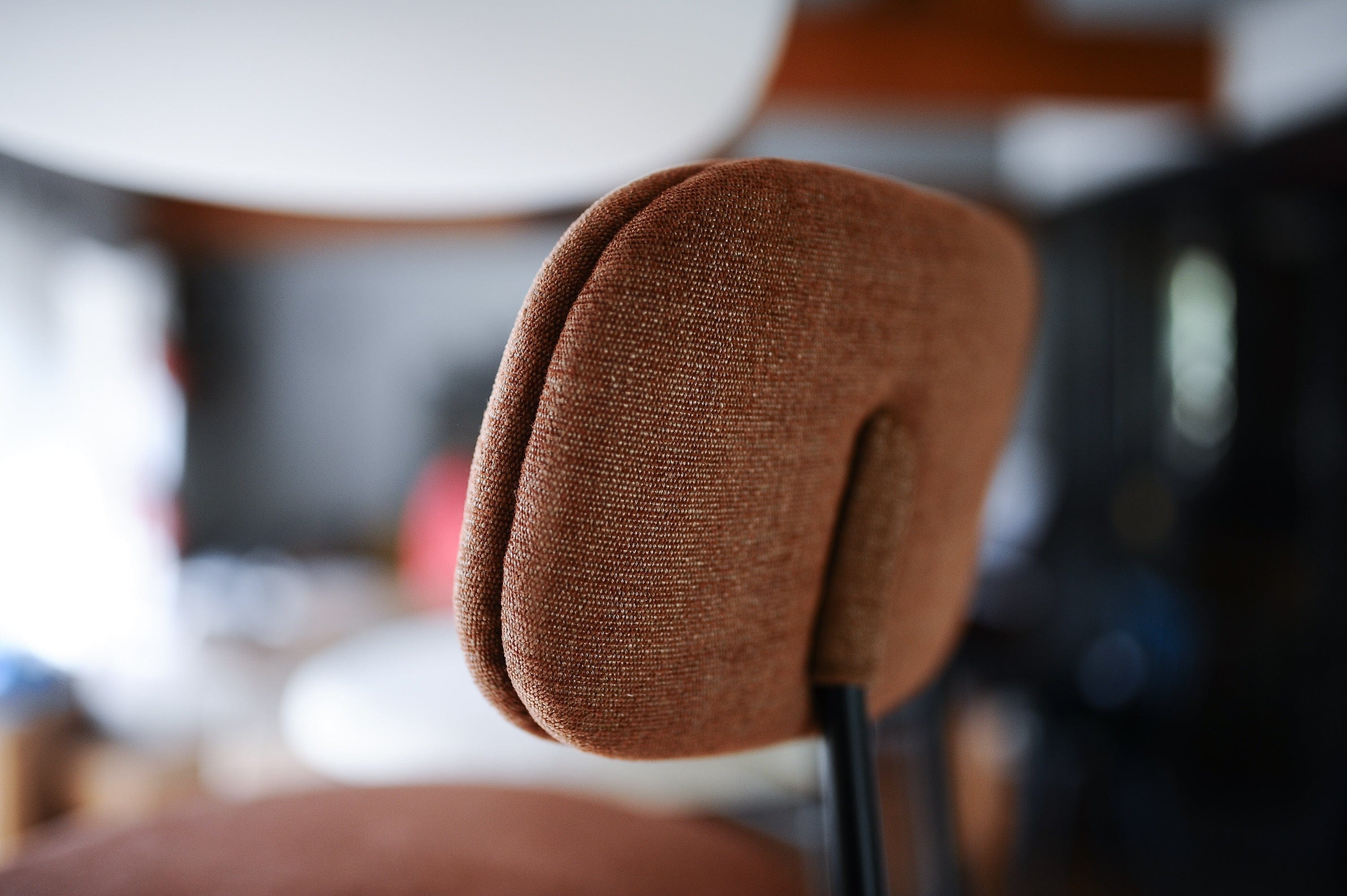 7MAGOKfurniture Kitchen & Dining chairs Upholstered Dining Chair, Brown & White Fabric, Steel Legs | x2 PARIS Chairs (brown)