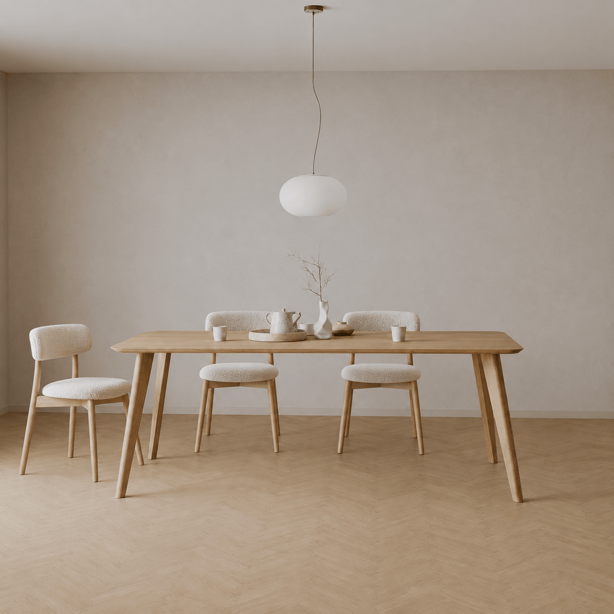 7MAGOKfurniture Kitchen & Dining Furniture Sets Rectangular Solid Oak Dining Table Set with PARIS Wood Chairs | KANTAR COLLECTION