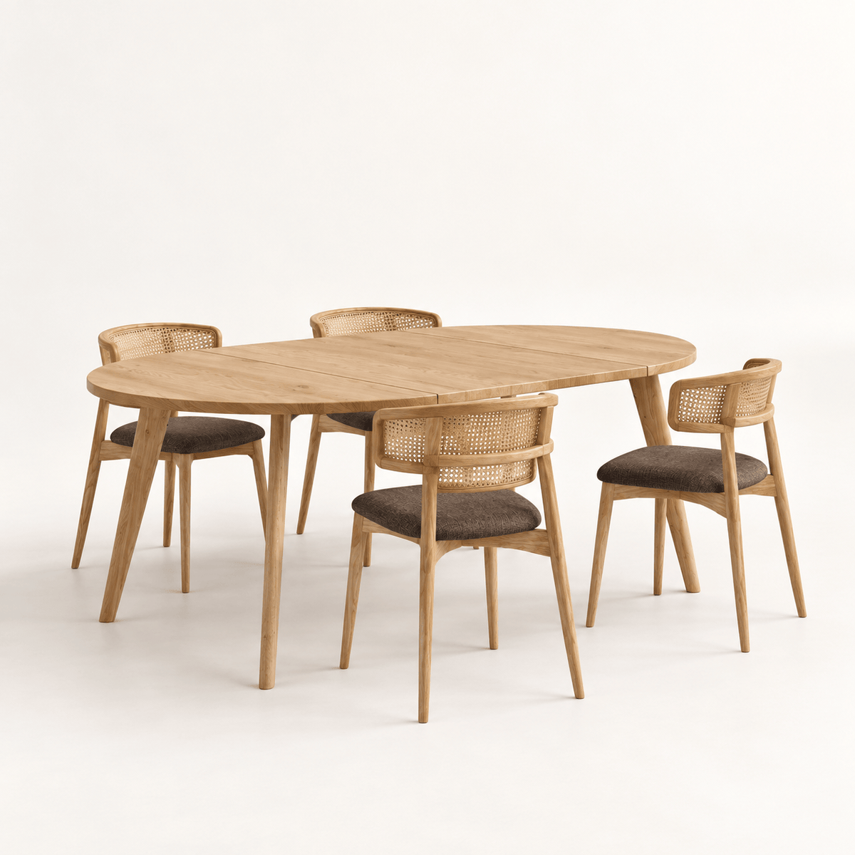 7MAGOKfurniture Kitchen & Dining Furniture Sets Round Extendable Dining Table & LISBOA chair set | OAKWELL COLLECTION