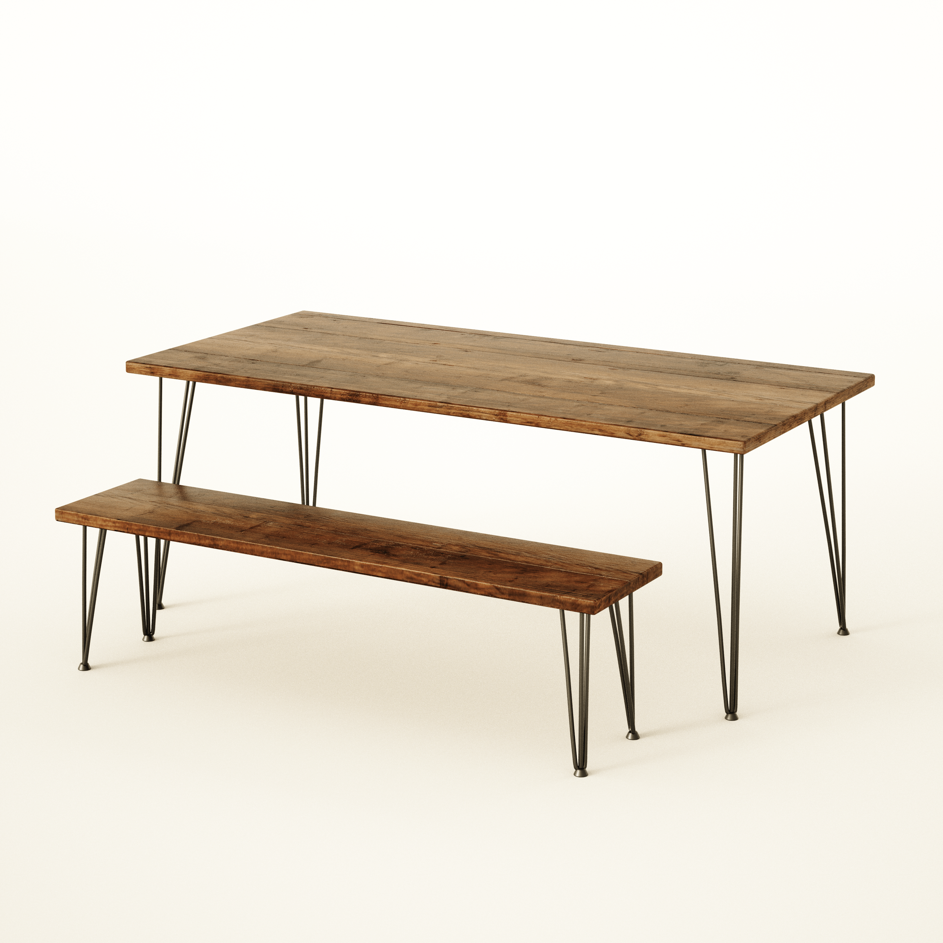 7MAGOKfurniture Kitchen & Dining Room Tables Dining Table on Hairpin Legs, Reclaimed Solid Wood, Customisable | RECLAIMED Collection