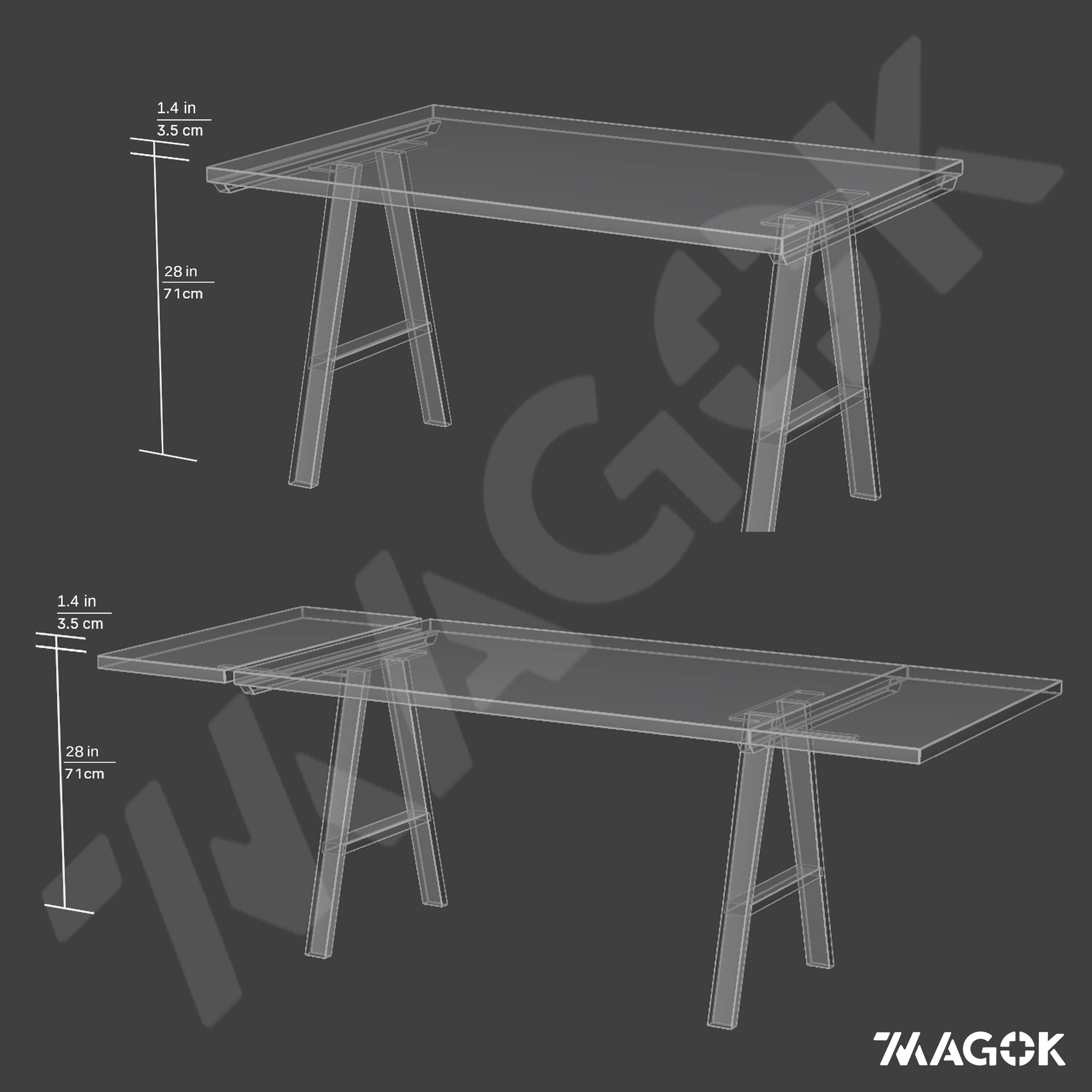 7MAGOKfurniture Kitchen & Dining Room Tables Extendable Reclaimed Wood Dining Table with Steel Legs | INDUSTRIAL Collection
