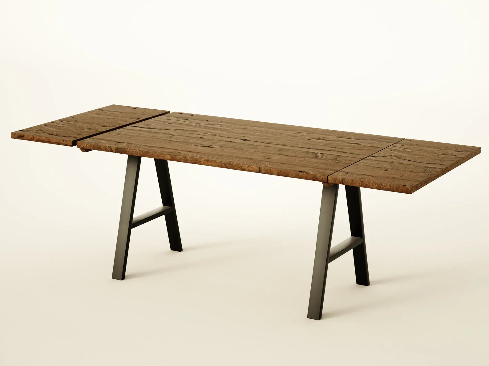7MAGOKfurniture Kitchen & Dining Room Tables Extendable Reclaimed Wood Dining Table with Steel Legs | INDUSTRIAL Collection
