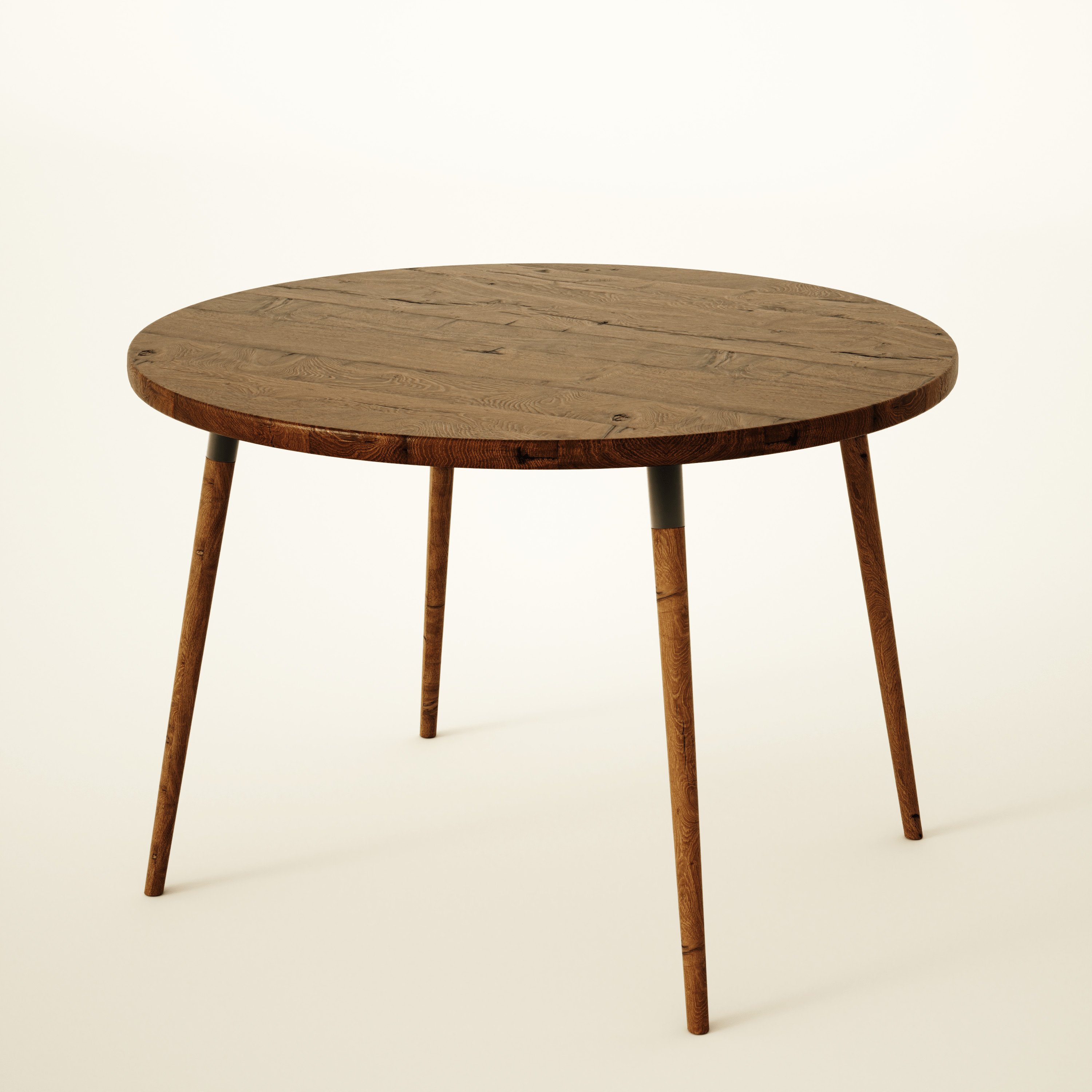 7MAGOKfurniture Kitchen & Dining Room Tables Round Dining Table, Reclaimed Wood on Round Oak Legs | VINTAGE Collection