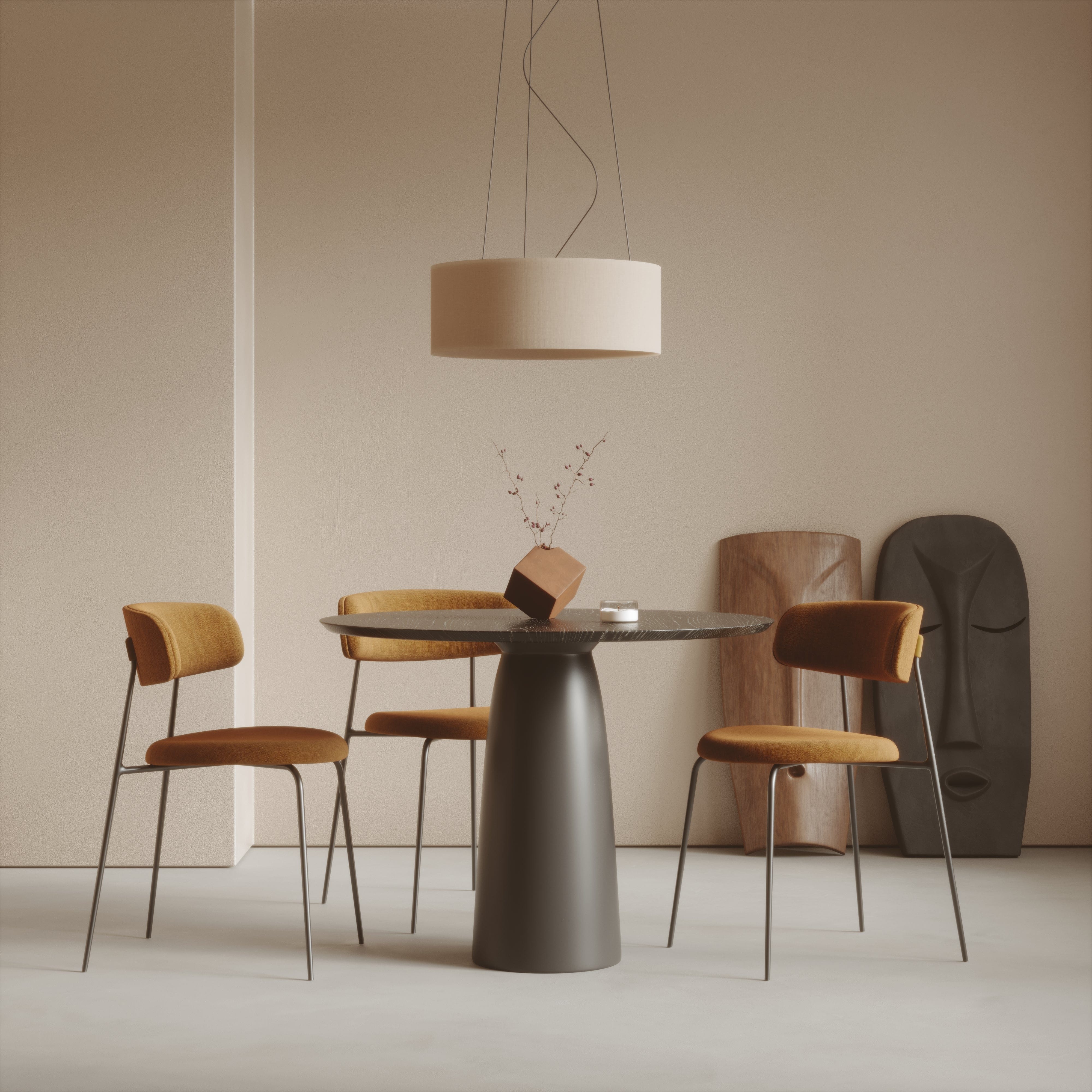 7MAGOKfurniture Kitchen & Dining Room Tables Round Dining Table, Solid Oak Top with Shark Edge, Central Pedestal Base | KWIN Collection