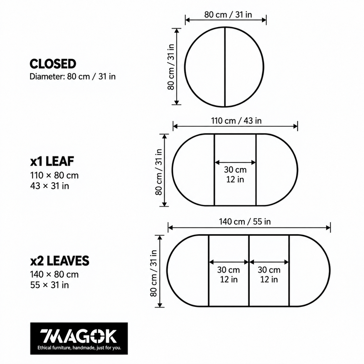 7MAGOKfurniture Kitchen & Dining Room Tables Round Extendable Dining Table for Small Spaces | KANTAR